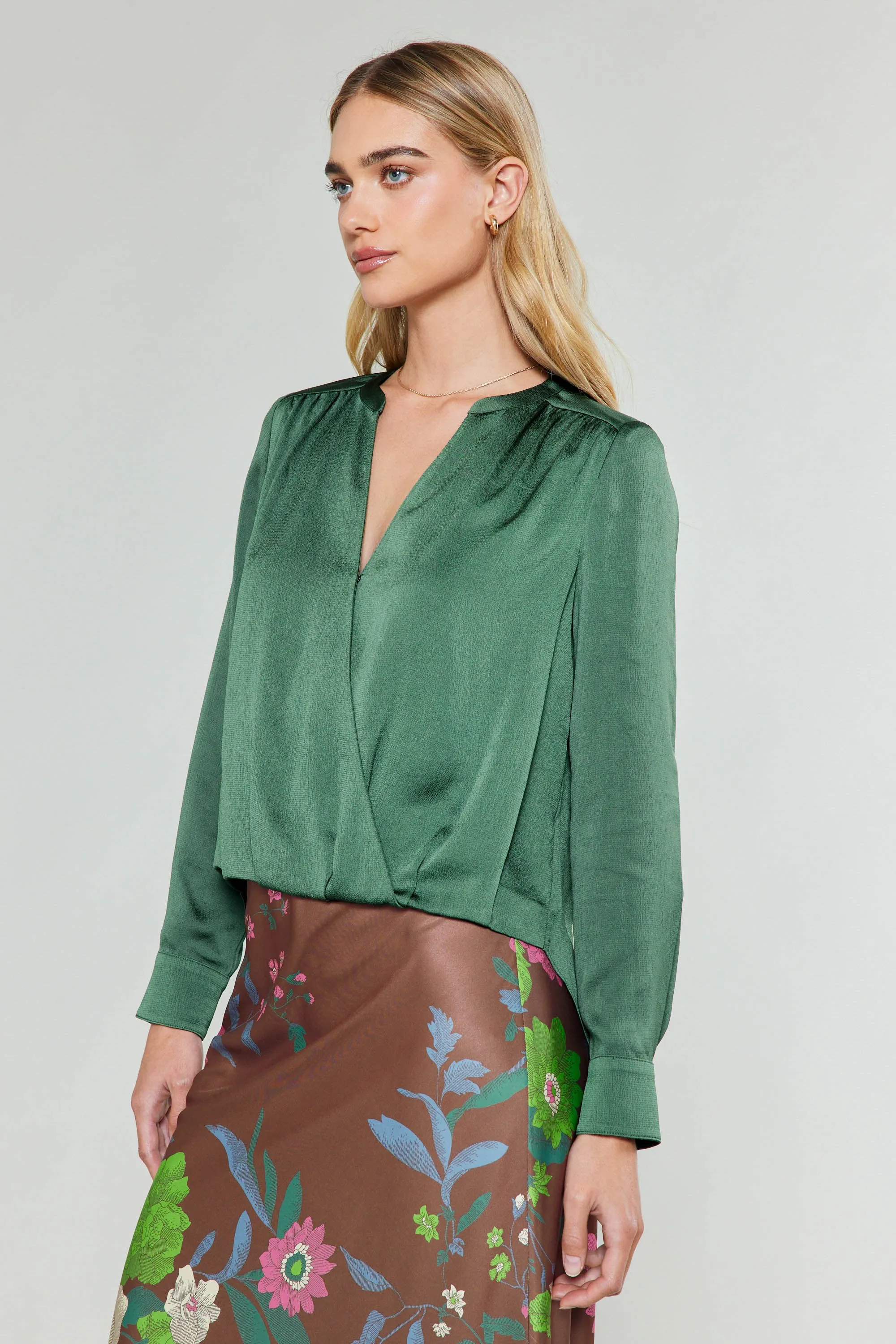 Mandarin Collar Surplice Blouse sold by Current Air product image thumbnail 2