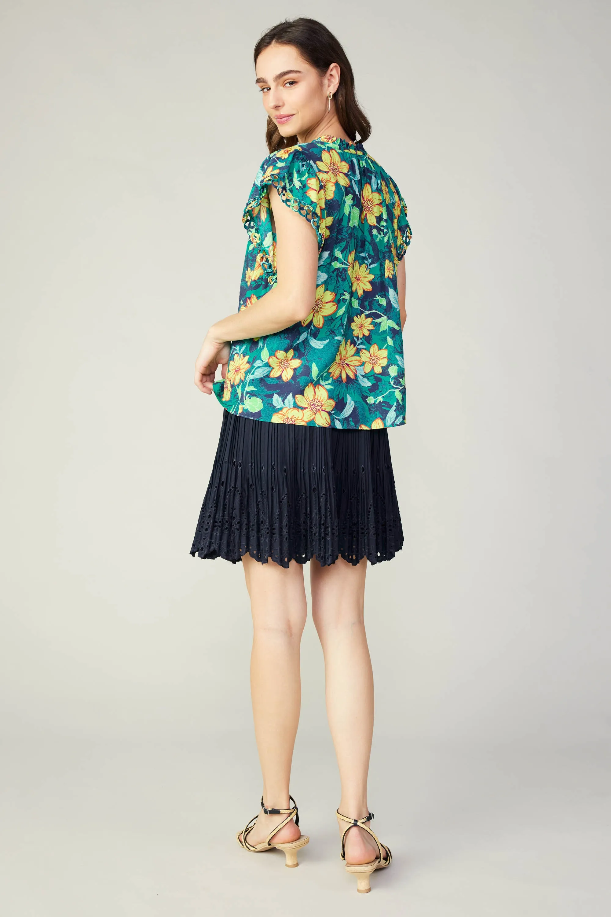 Botanical Print Eyelet Blouse sold by Current Air product image thumbnail 4