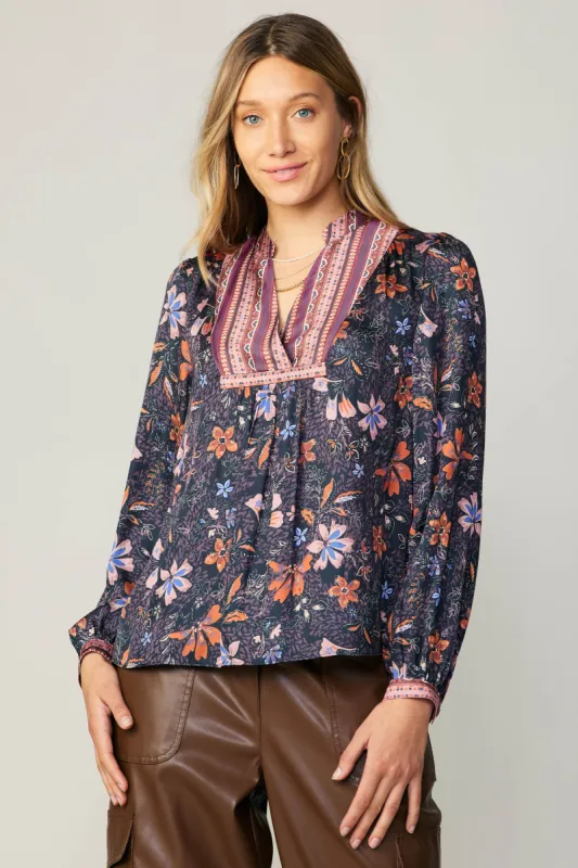 Contrast Stripe Floral Blouse sold by Current Air