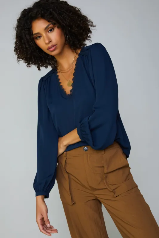 Lace Trim Blouse sold by Current Air