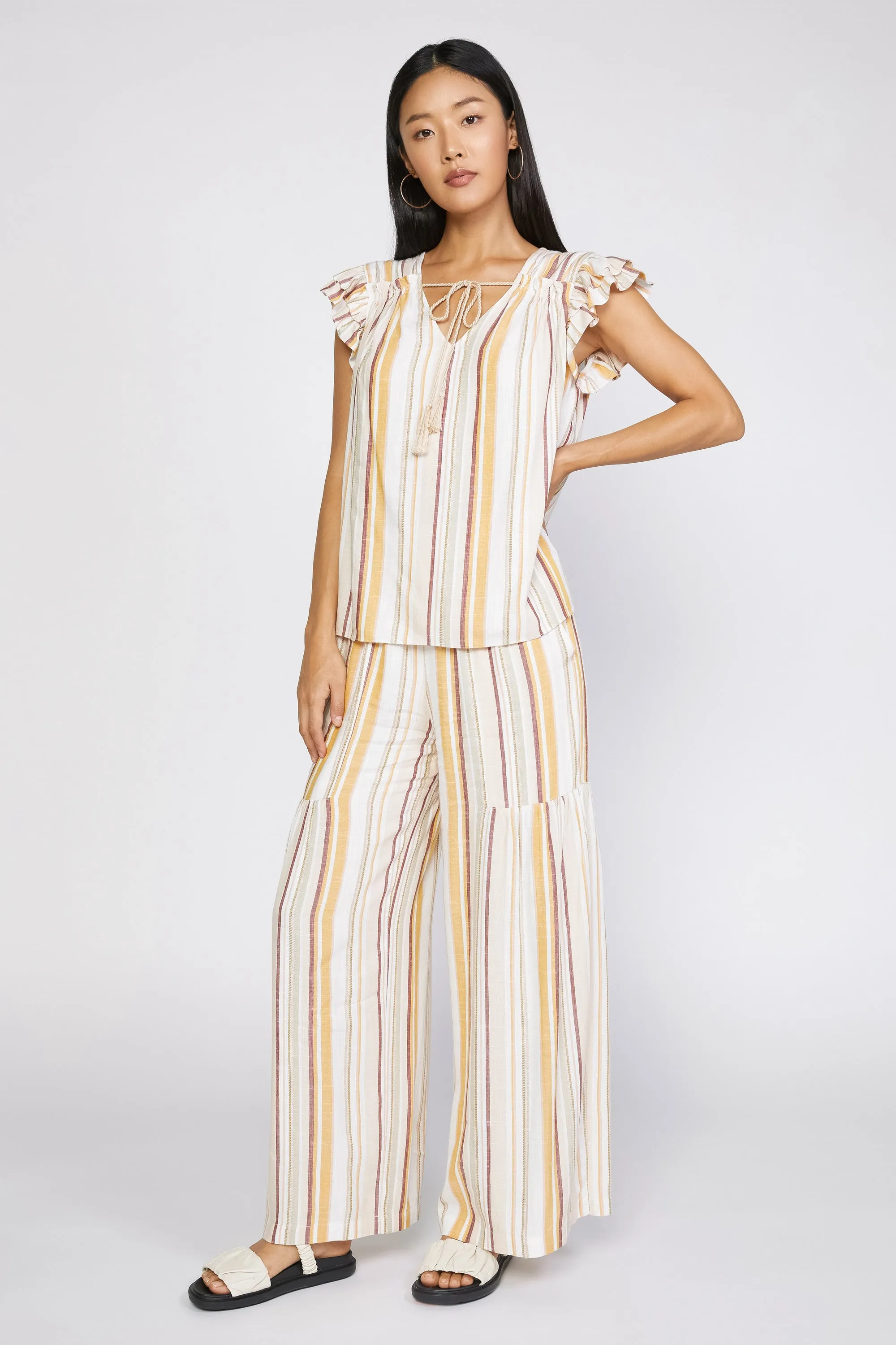 Striped Flutter Sleeve Top sold by Current Air product image thumbnail 2