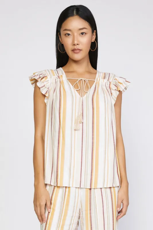 Striped Flutter Sleeve Top sold by Current Air