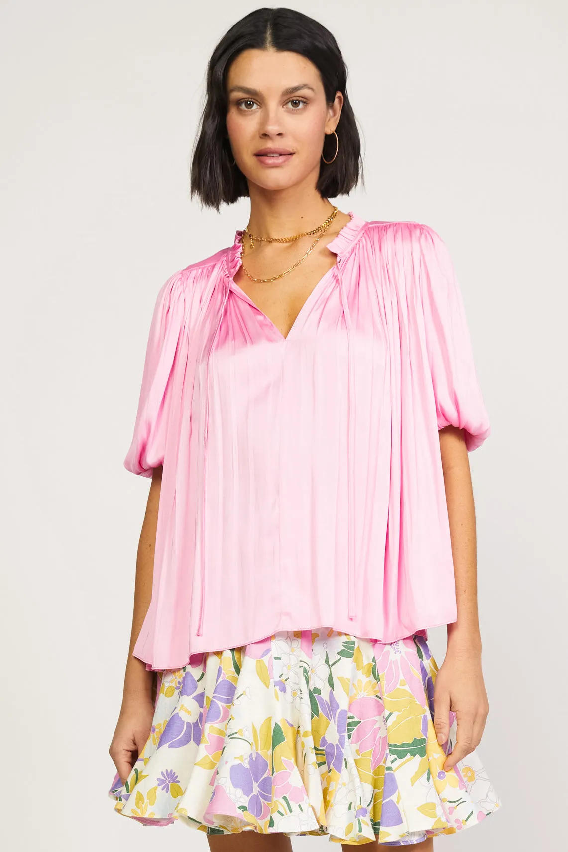 Pleated Puff Sleeve Blouse sold by Current Air