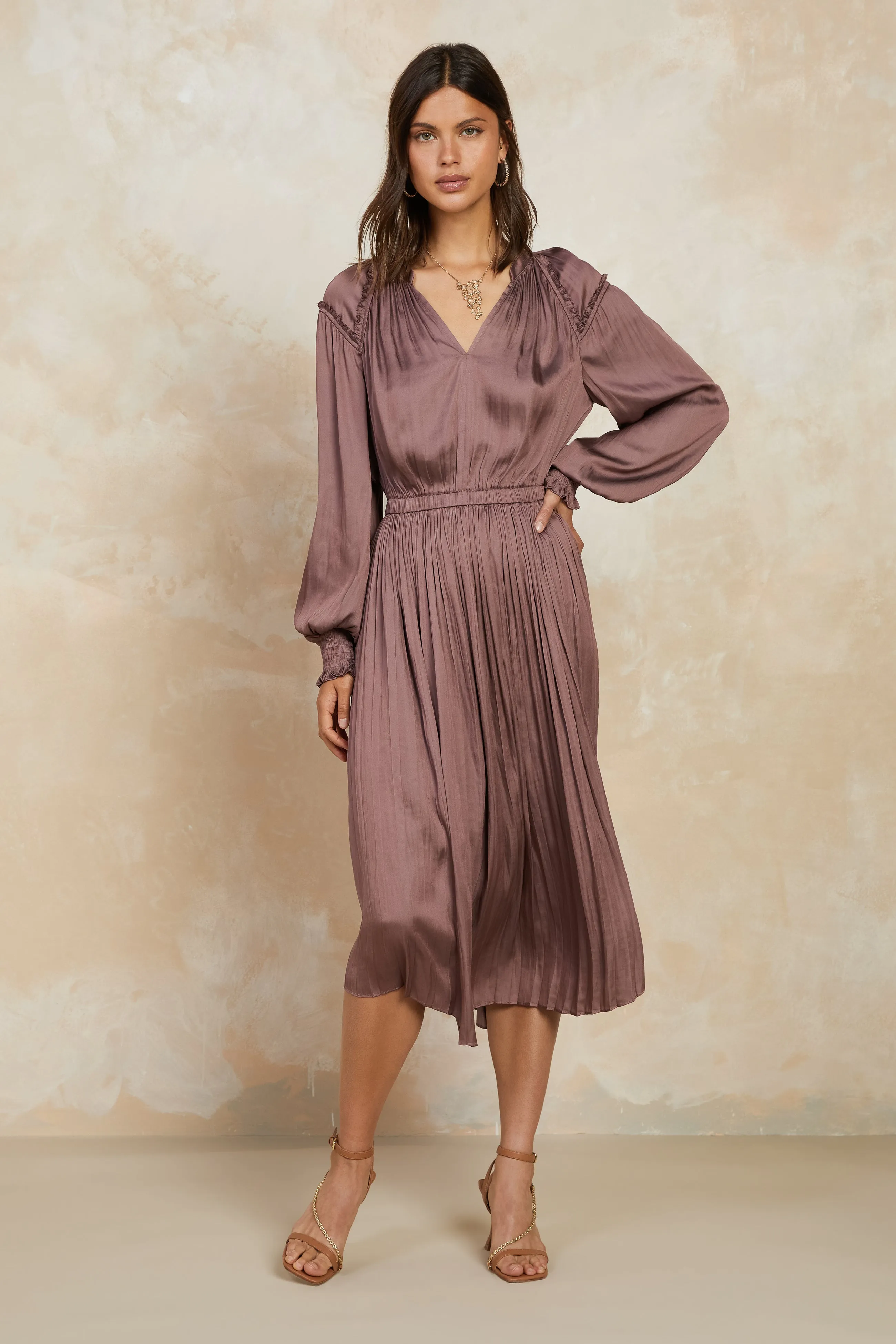 Smocked Cuff Midi Dress sold by Current Air product image thumbnail 4
