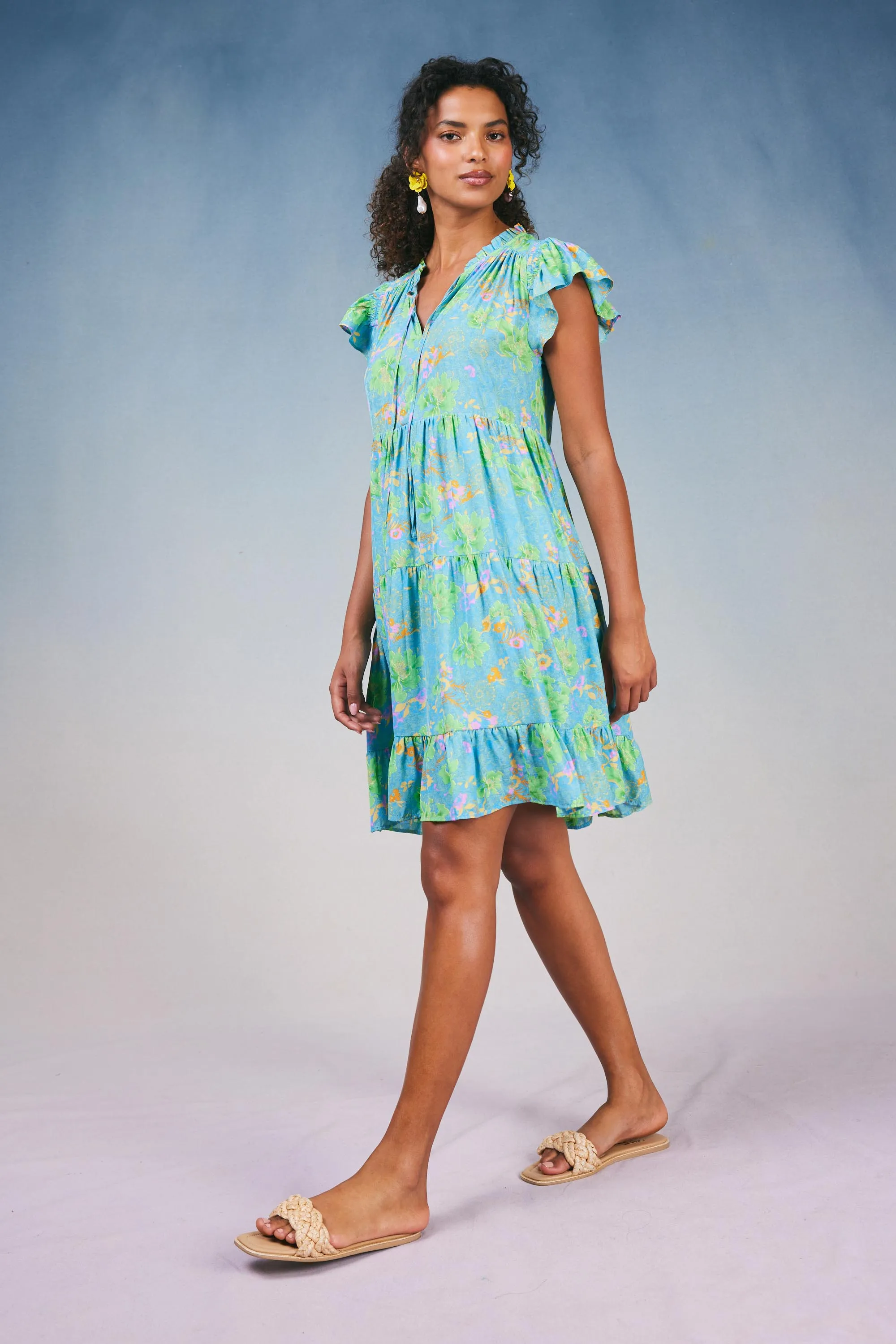 Floral Print Tiered Mini Dress sold by Current Air product image thumbnail 3