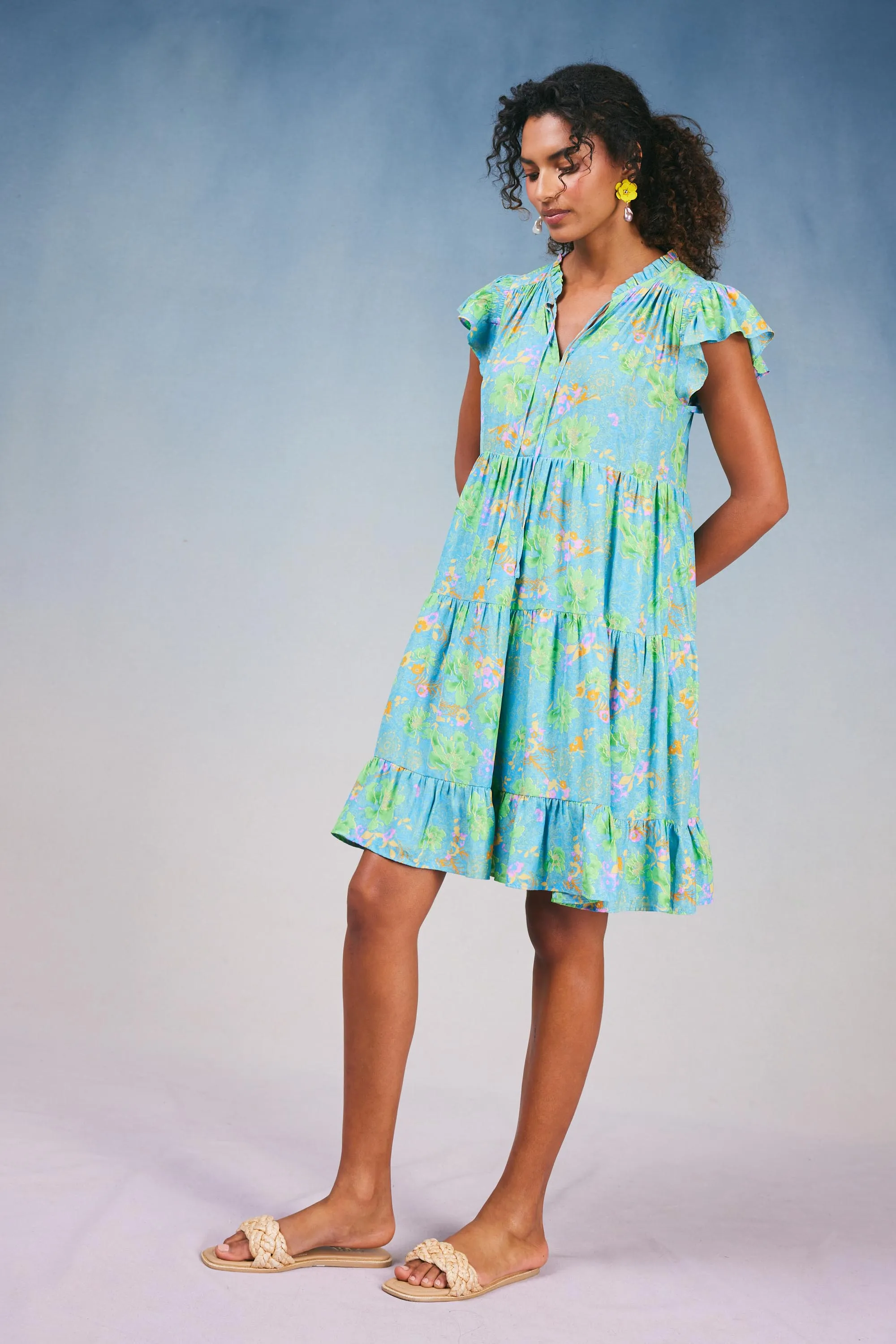 Floral Print Tiered Mini Dress sold by Current Air product image thumbnail 5