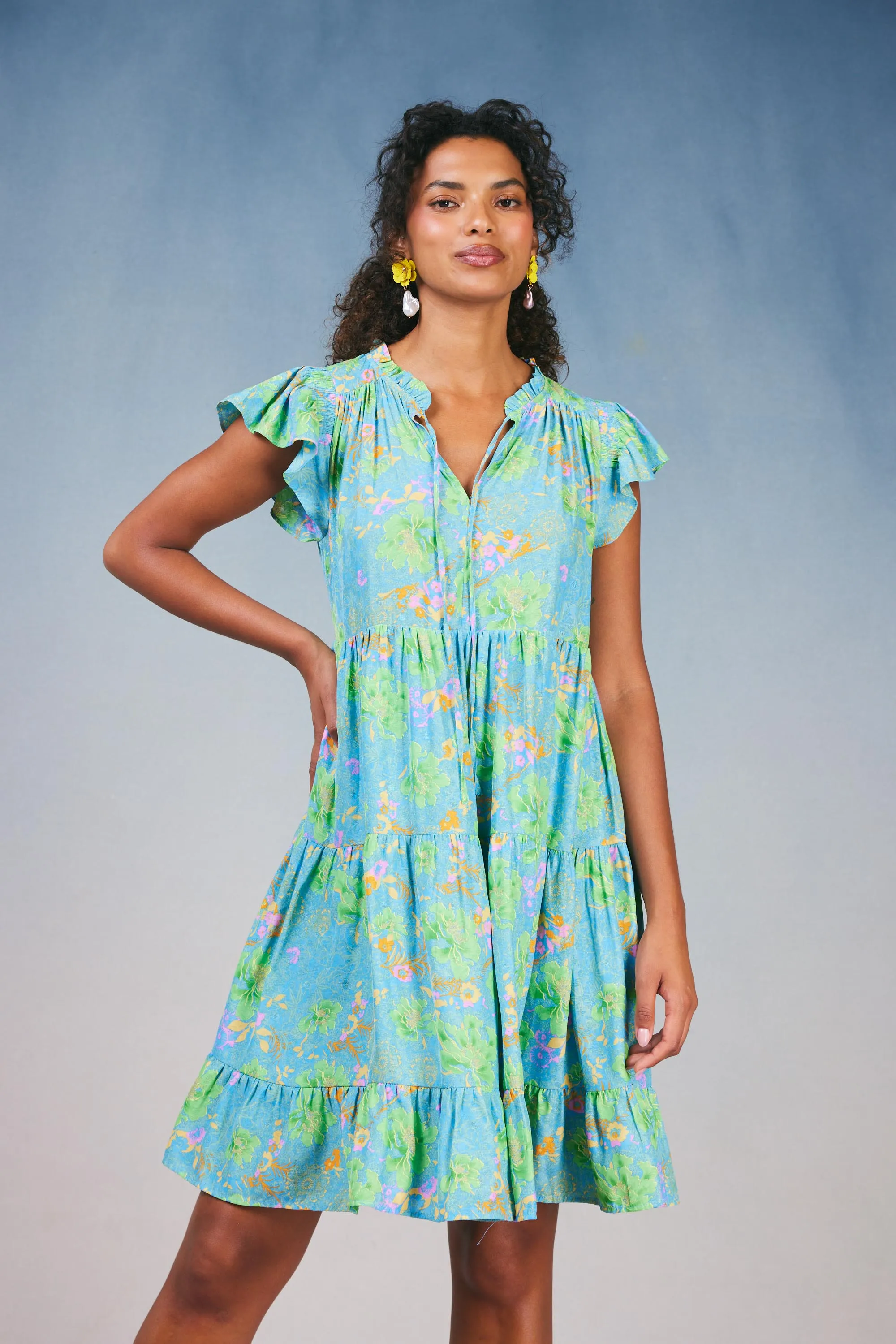 Floral Print Tiered Mini Dress sold by Current Air product image thumbnail 4