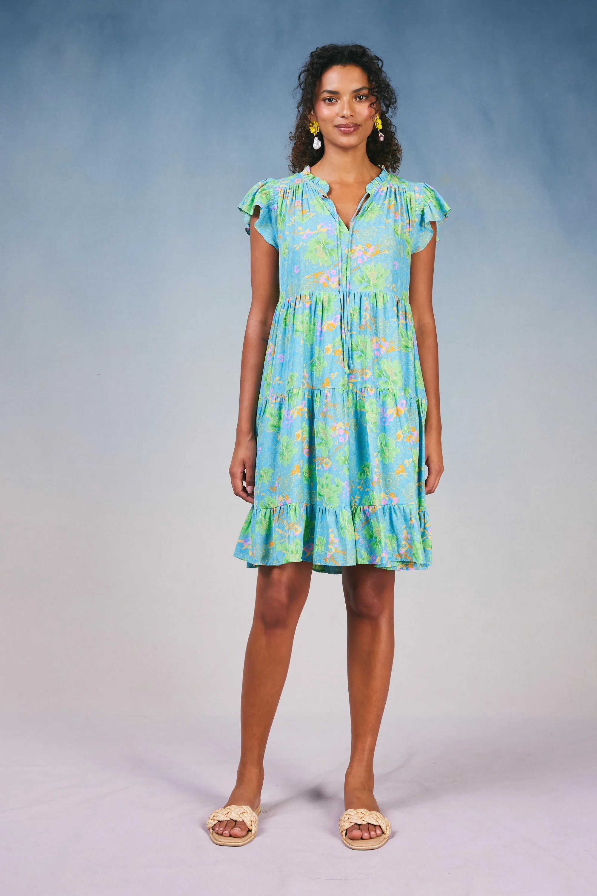 Floral Print Tiered Mini Dress sold by Current Air product image thumbnail 2