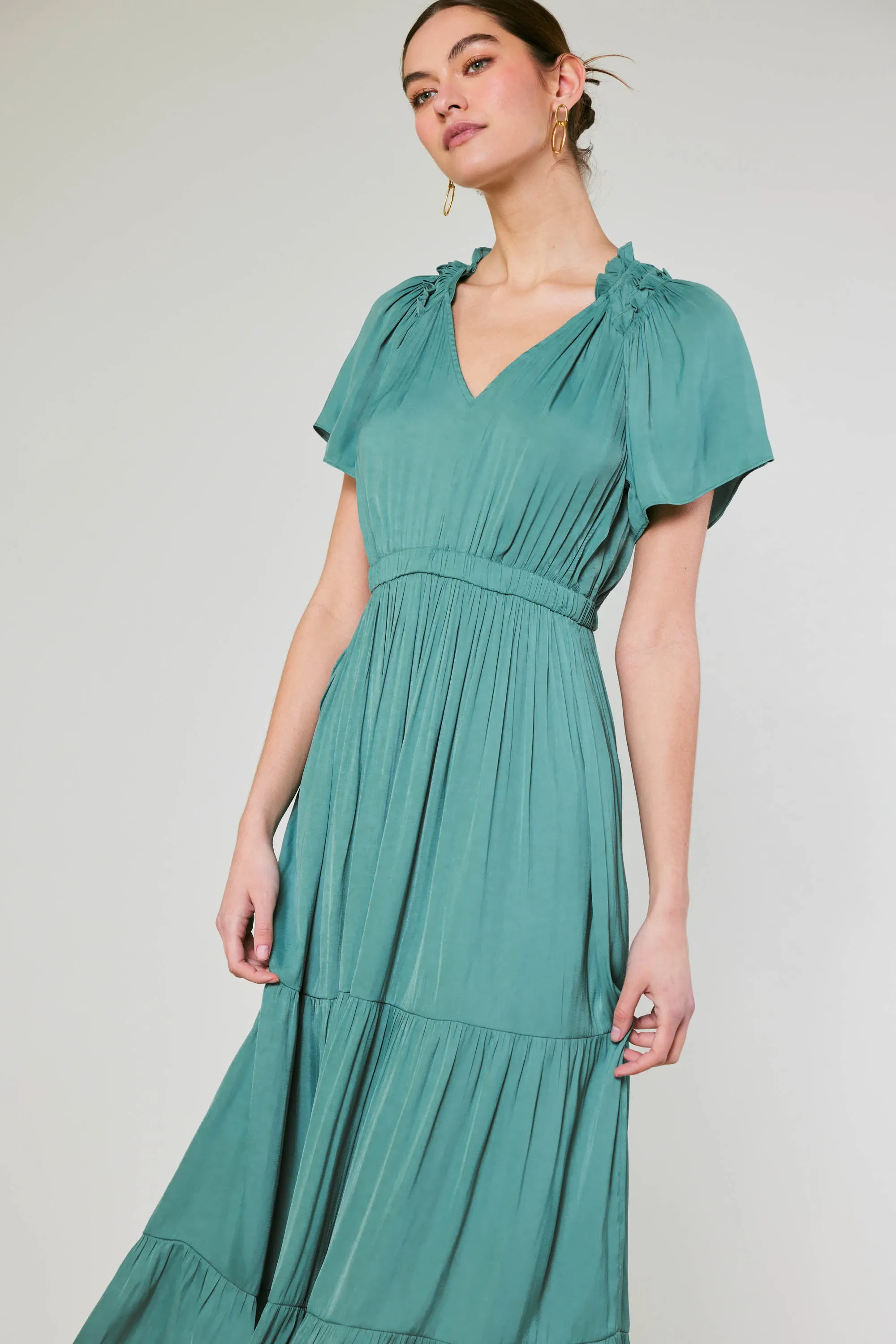 Ruffled Collar Maxi Dress sold by Current Air product image thumbnail 4