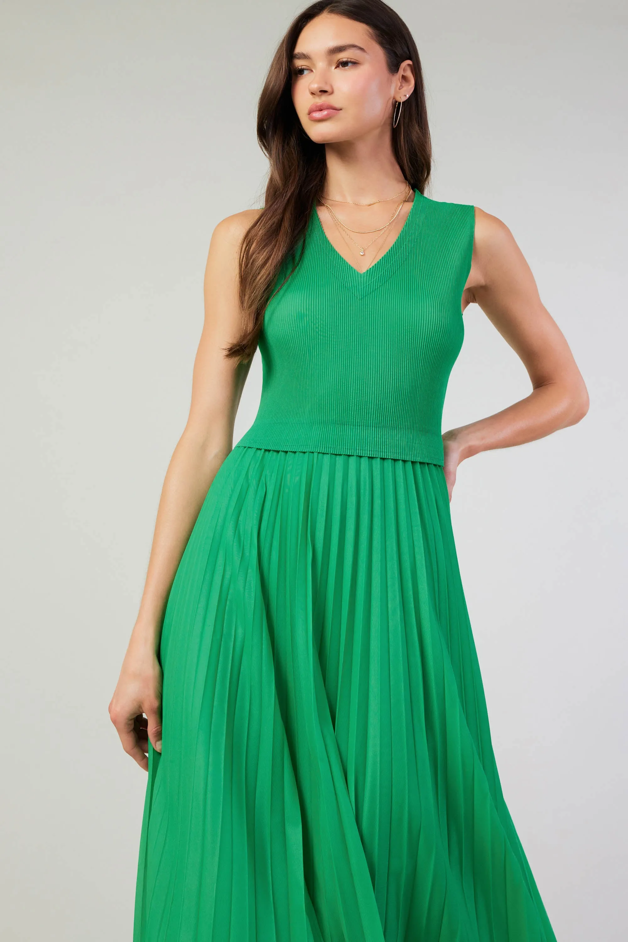 Cari Ribbed Contrast Pleated Dress sold by Current Air product image thumbnail 4