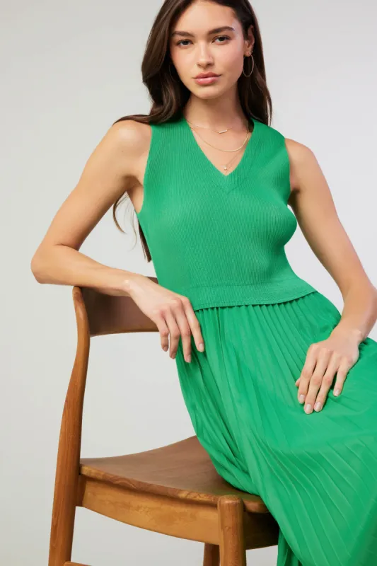 Cari Ribbed Contrast Pleated Dress sold by Current Air