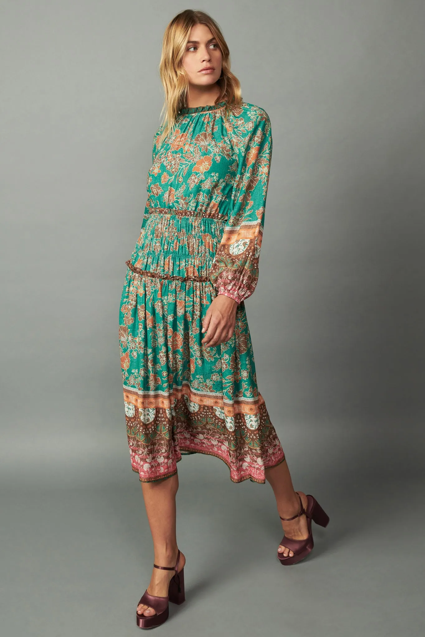 Border Multi Print Midi Dress sold by Current Air product image thumbnail 2