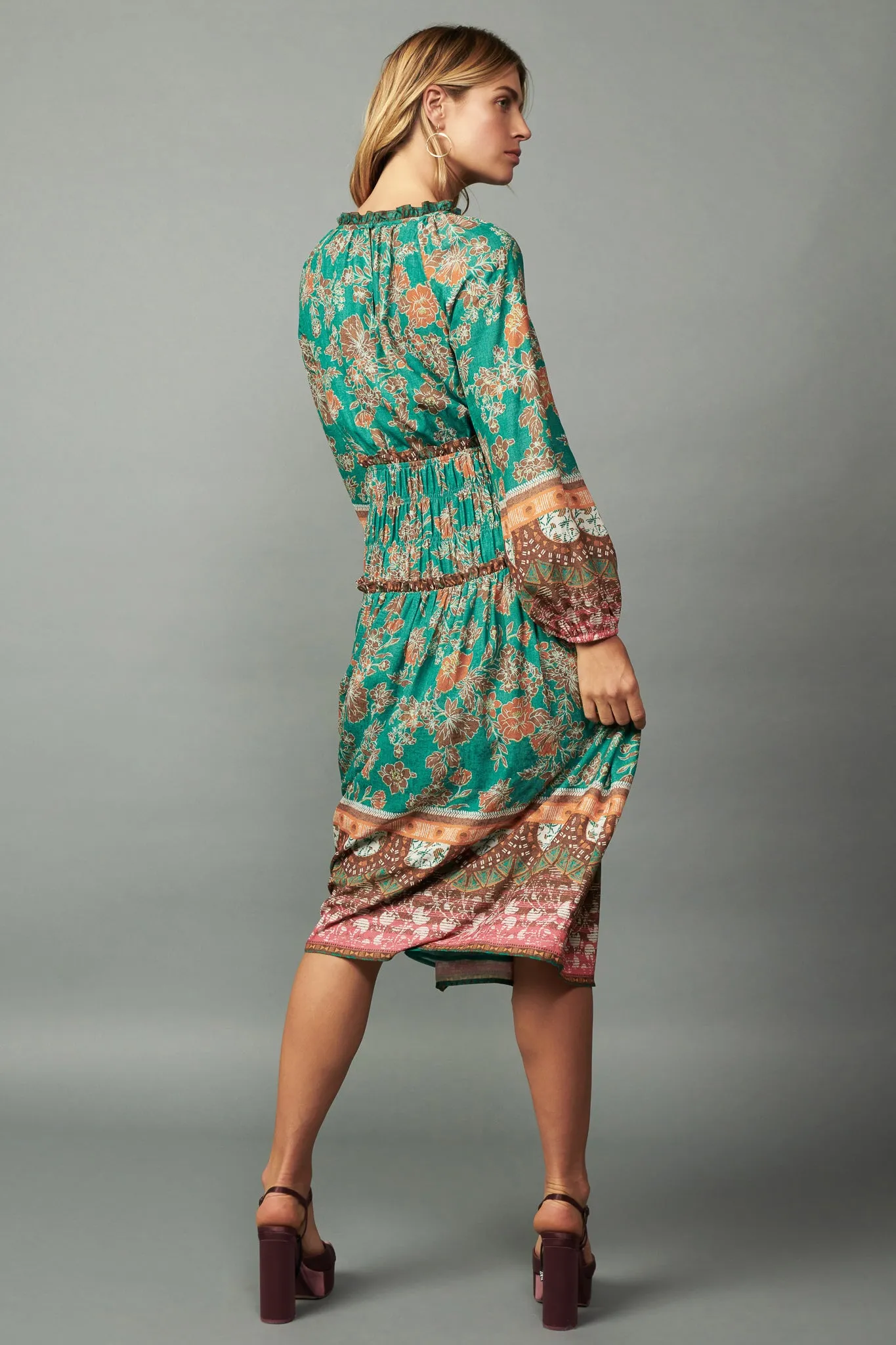 Border Multi Print Midi Dress sold by Current Air product image thumbnail 4
