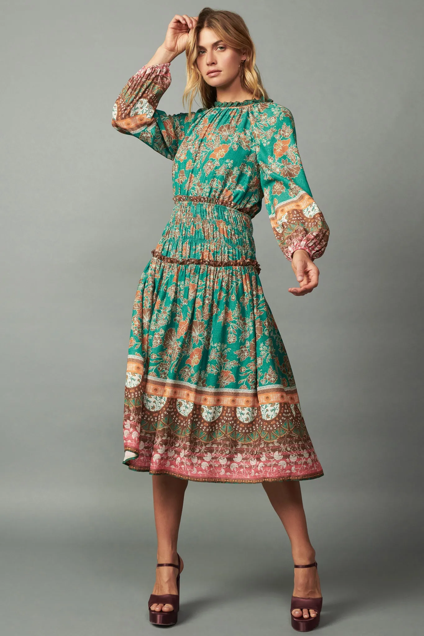 Border Multi Print Midi Dress sold by Current Air