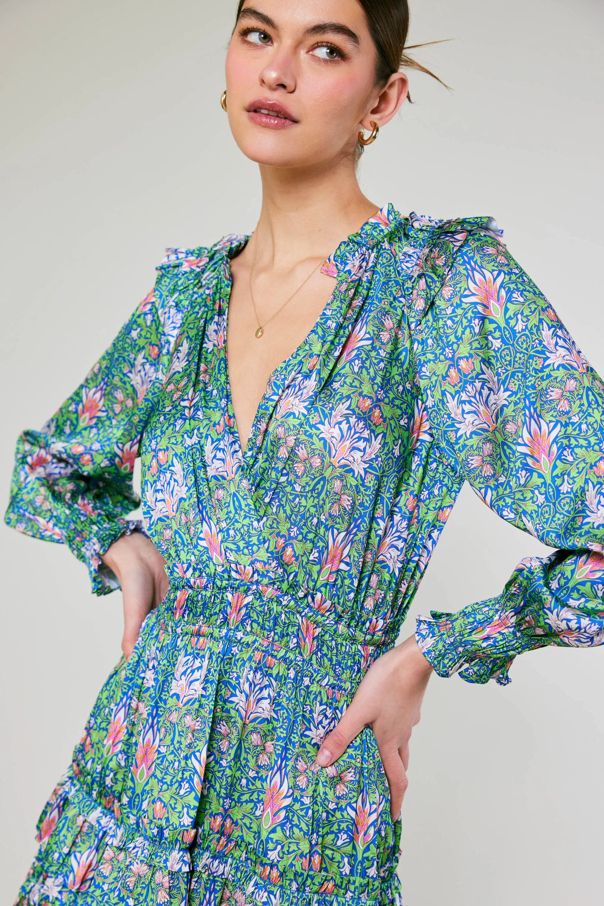 Ruffled Surplice Floral Mini Dress sold by Current Air product image thumbnail 4