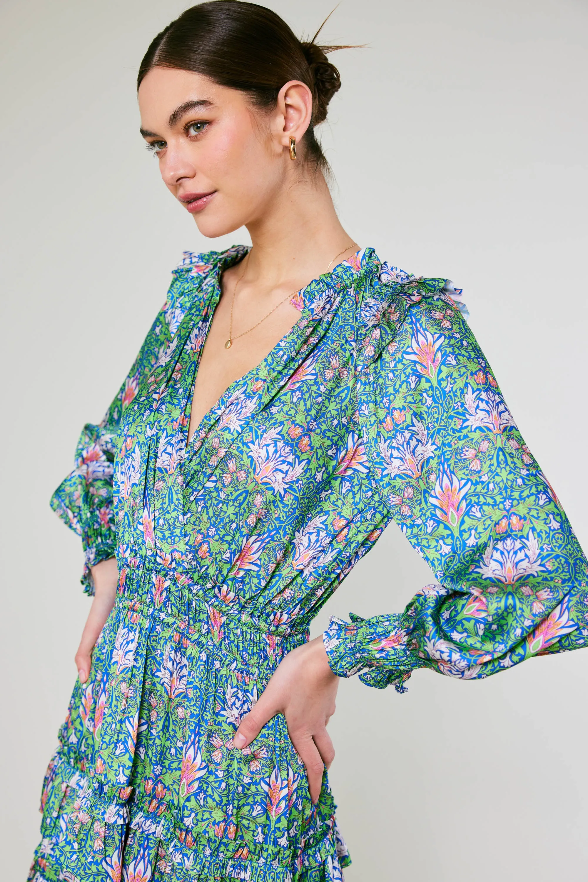 Ruffled Surplice Floral Mini Dress sold by Current Air product image thumbnail 5