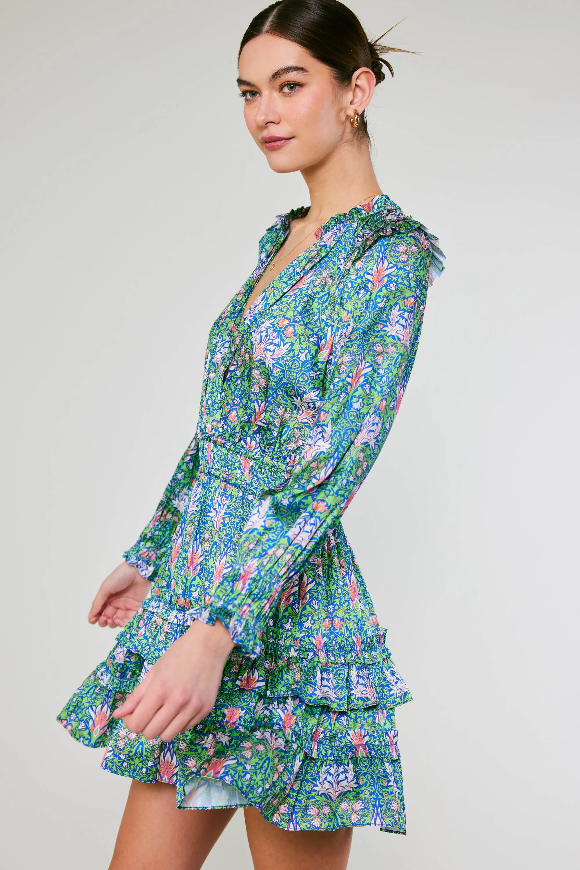 Ruffled Surplice Floral Mini Dress sold by Current Air product image thumbnail 2