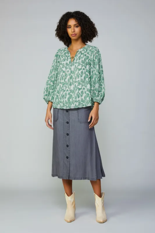 Botanical Jacquard Raglan Blouse sold by Current Air