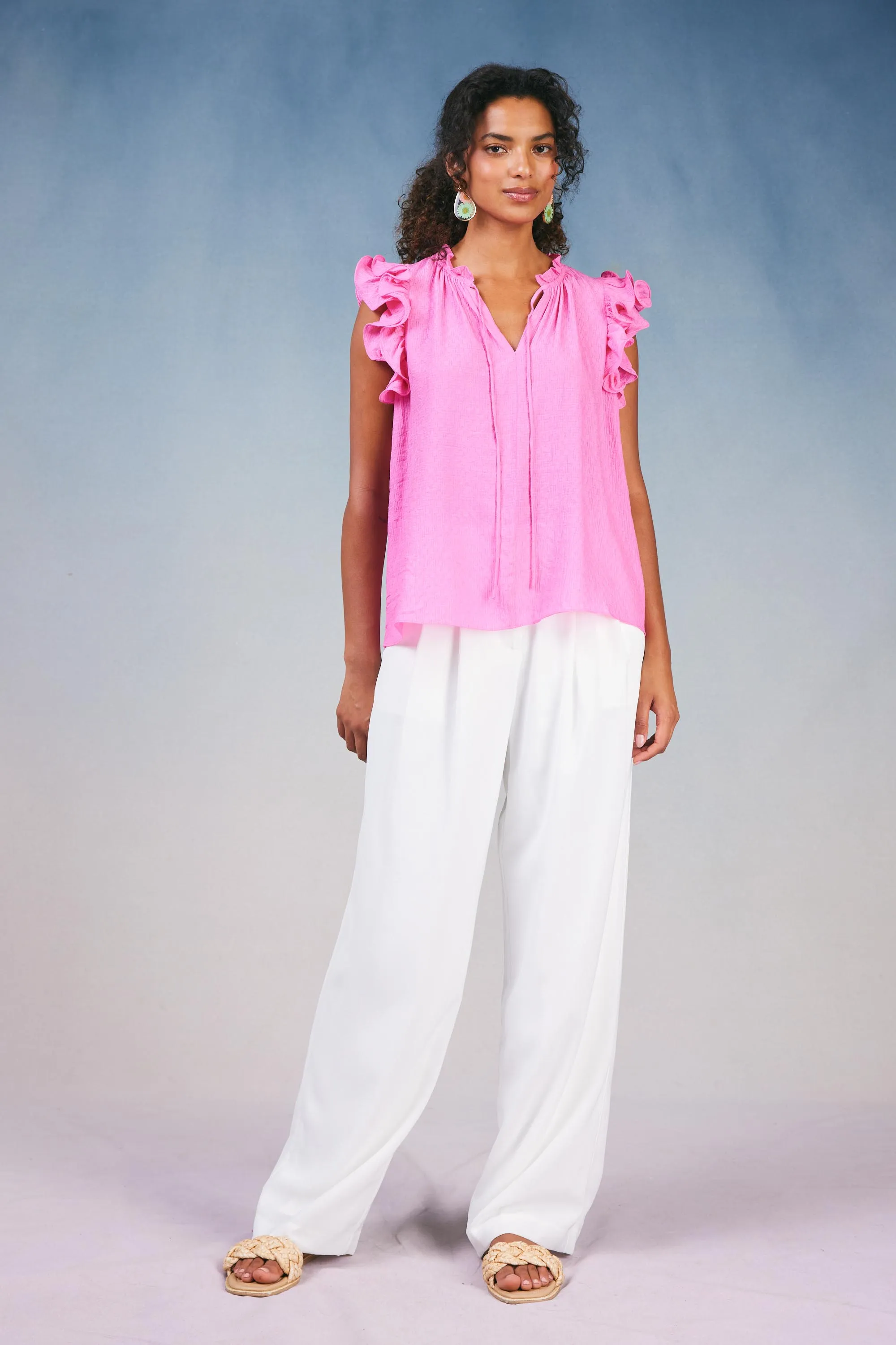 Ruffled Shoulder Sleeveless Blouse sold by Current Air product image thumbnail 2