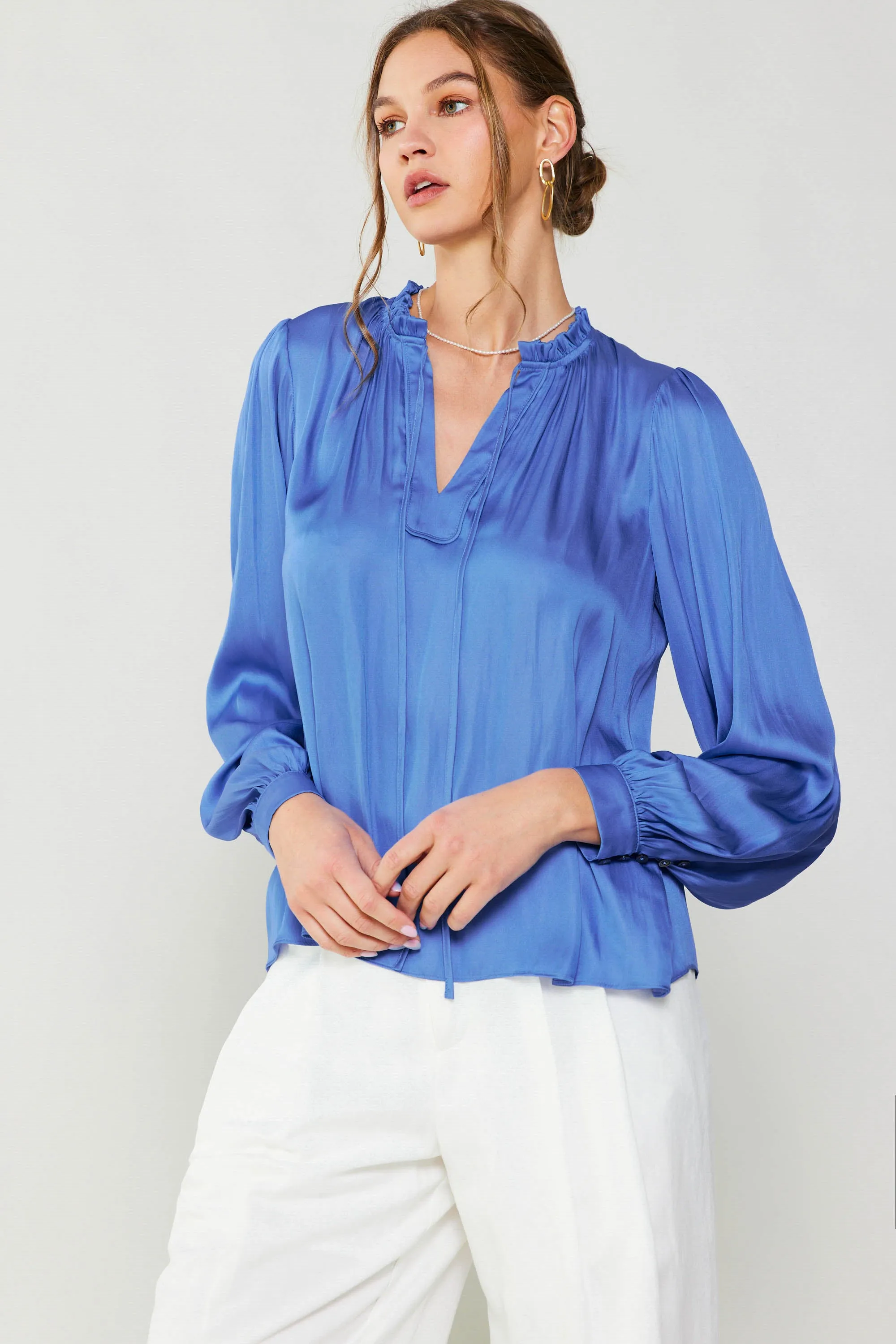 Ruffled Split Neck Blouse sold by Current Air product image thumbnail 2