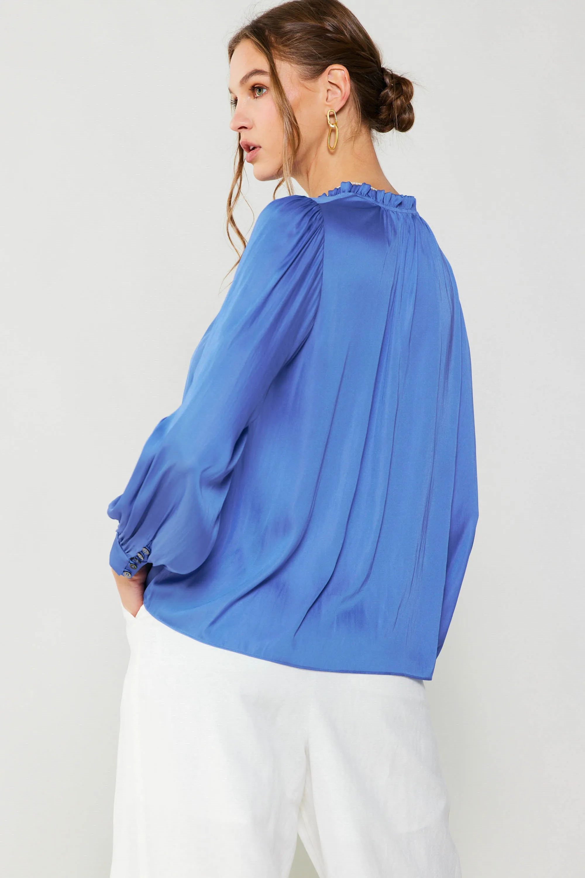 Ruffled Split Neck Blouse sold by Current Air product image thumbnail 4