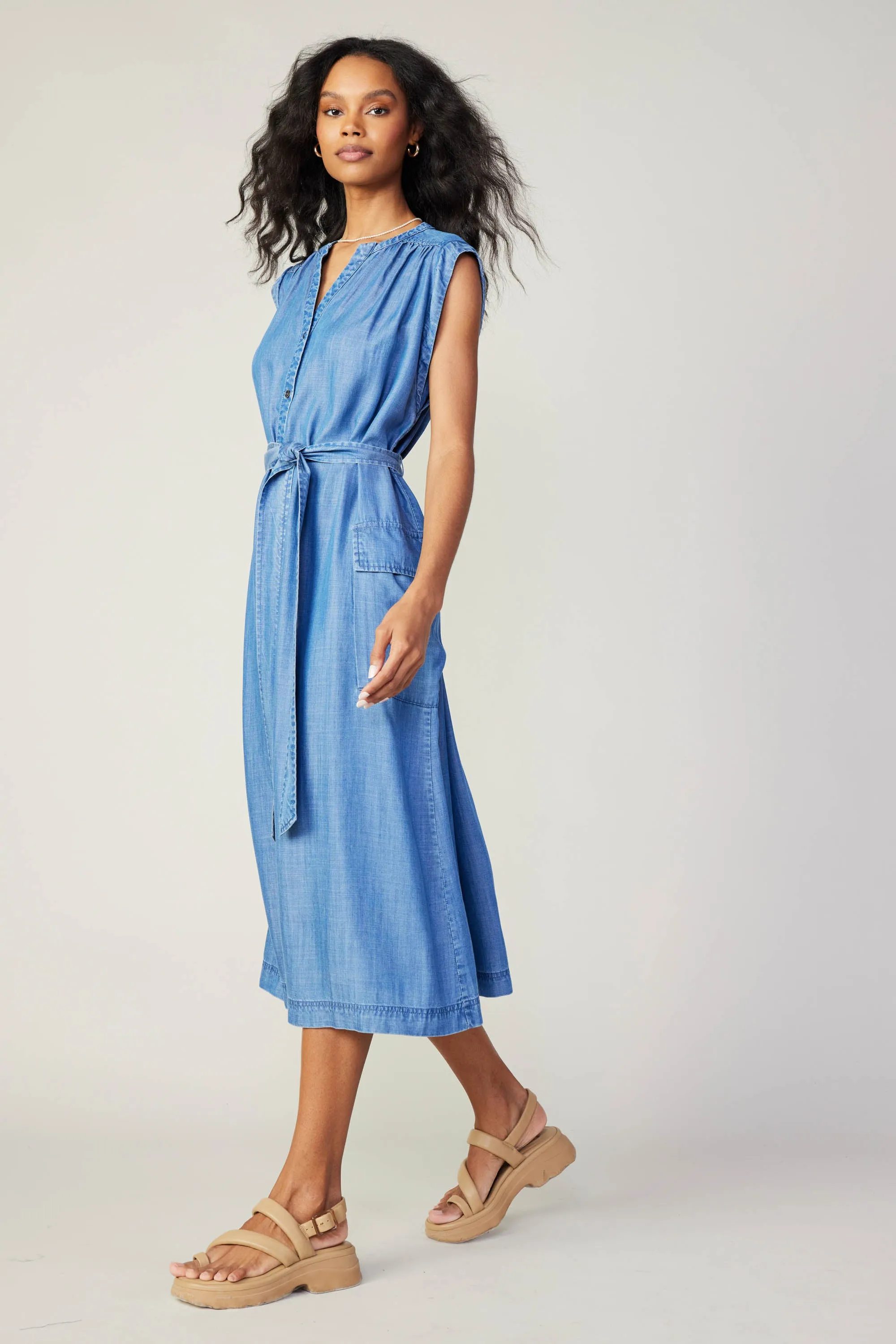 Chambray Buttondown Shirt Dress sold by Current Air product image thumbnail 5