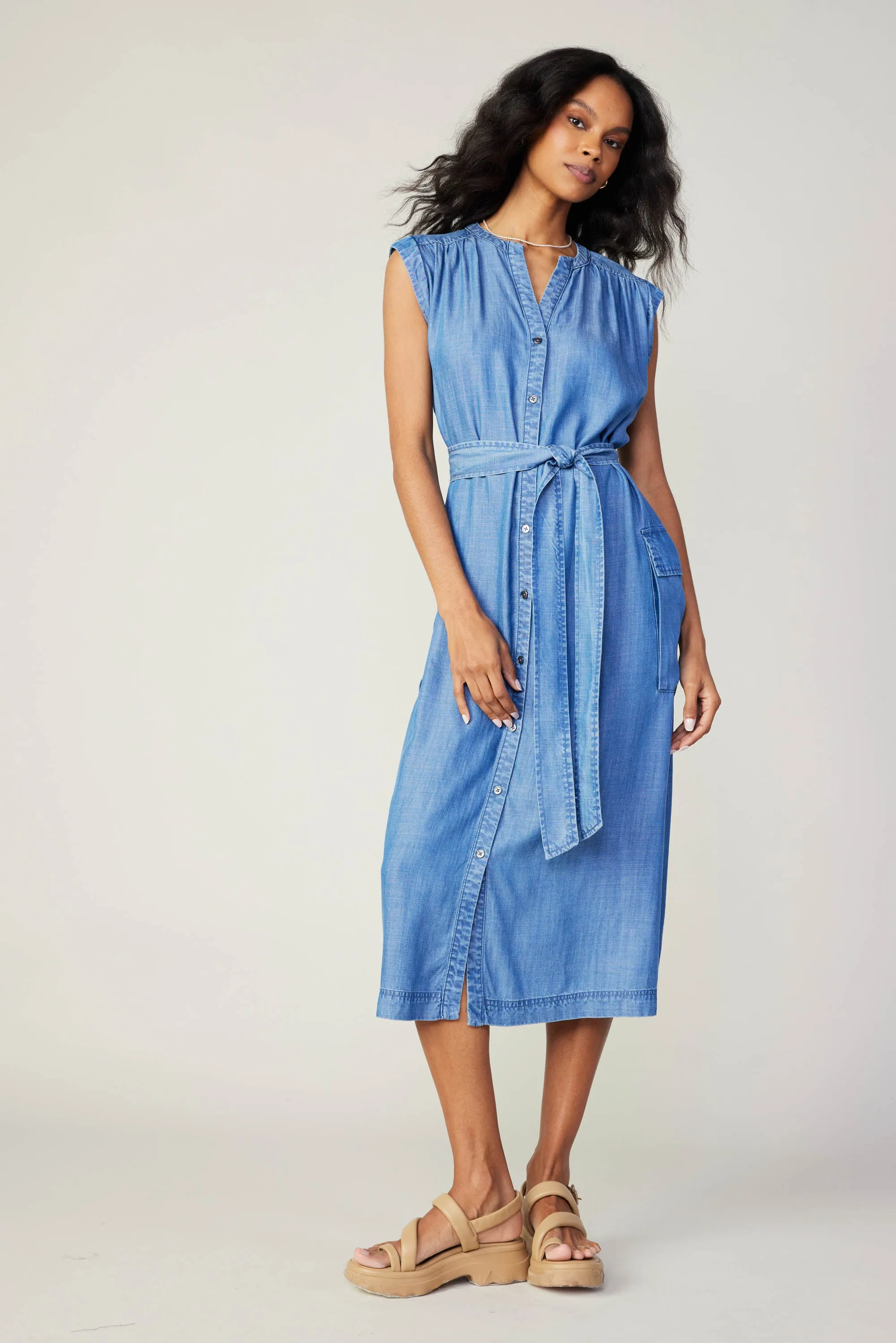 Chambray Buttondown Shirt Dress sold by Current Air product image thumbnail 3