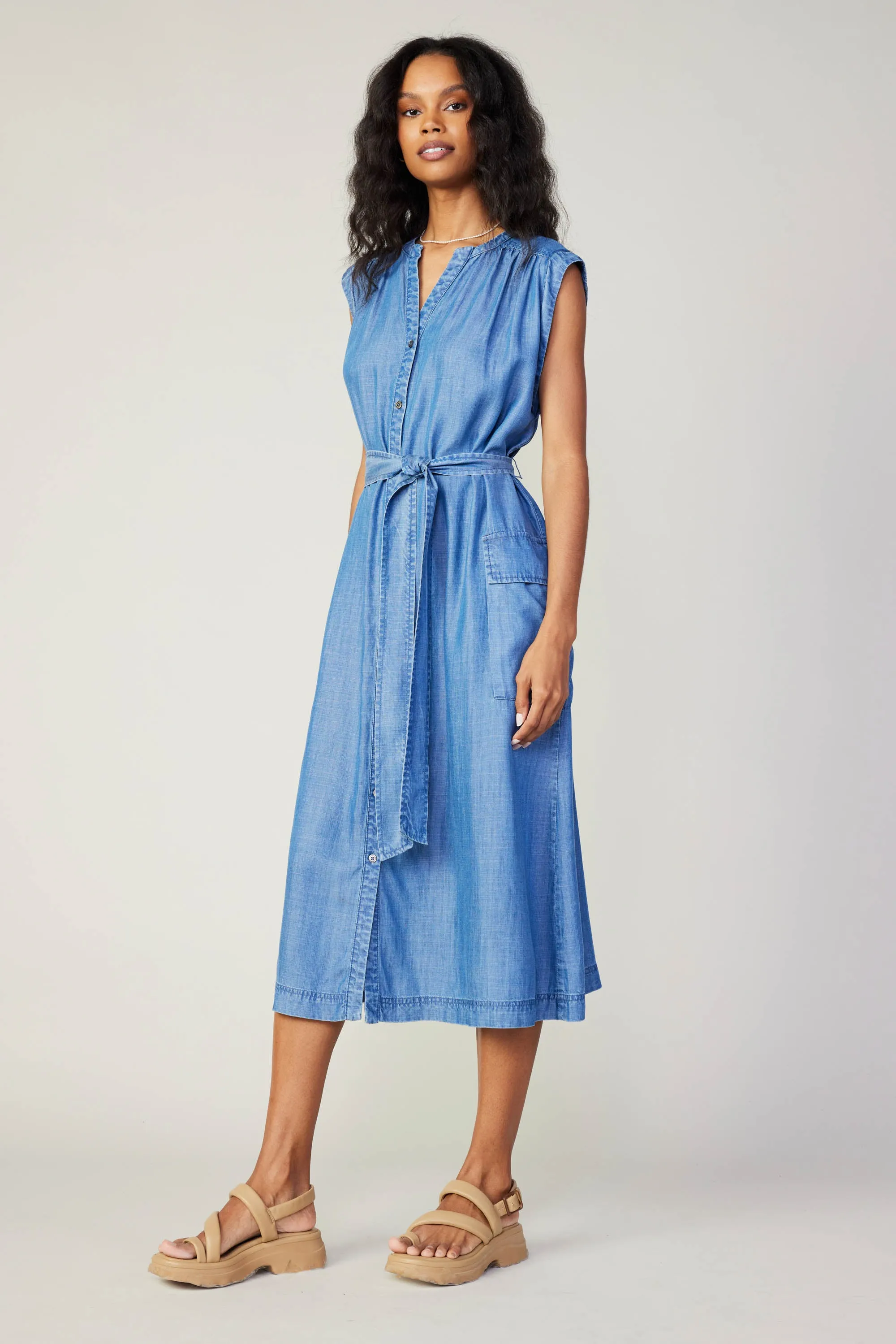 Chambray Buttondown Shirt Dress sold by Current Air product image thumbnail 2