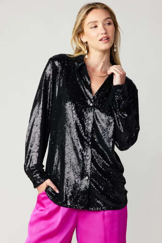 Sequin Buttonup Shirt sold by Current Air