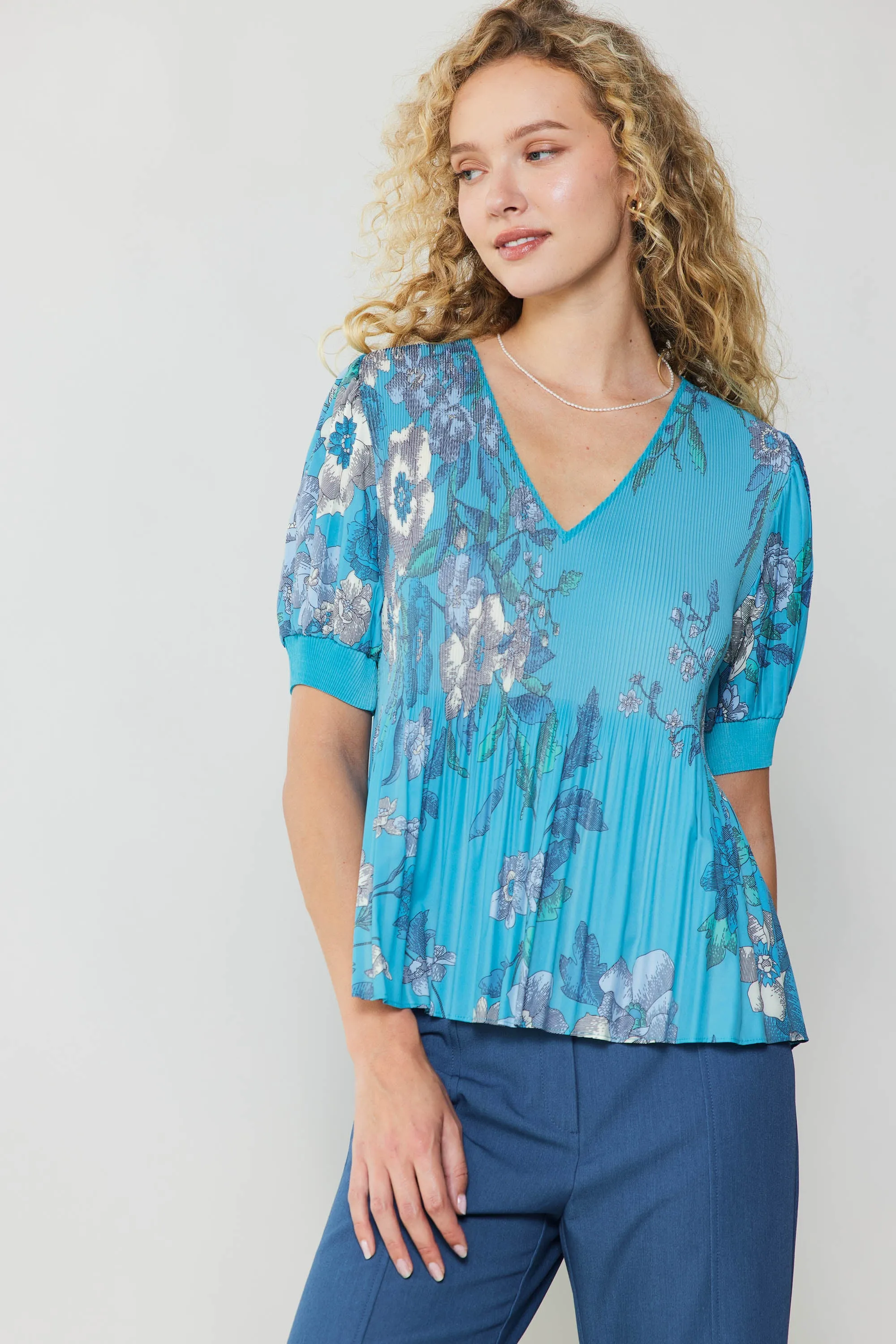 Pleated Botanical Top sold by Current Air