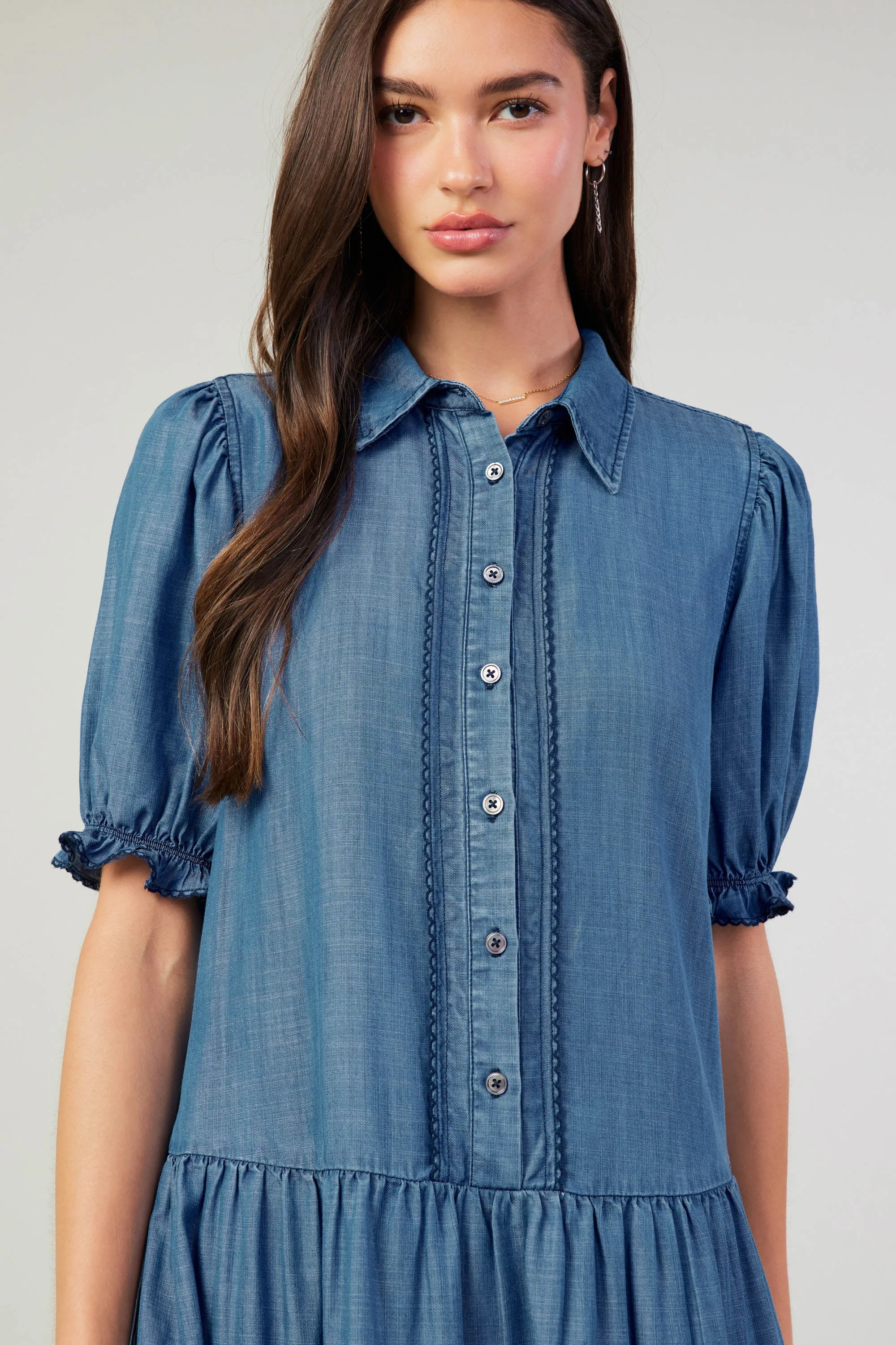Scallop Edged Shirt Dress sold by Current Air product image thumbnail 3