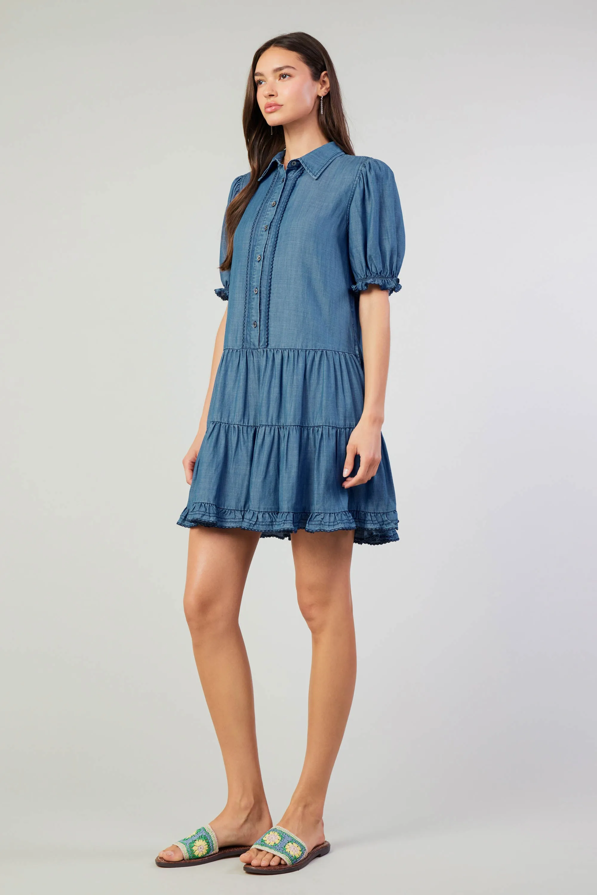 Scallop Edged Shirt Dress sold by Current Air product image thumbnail 5