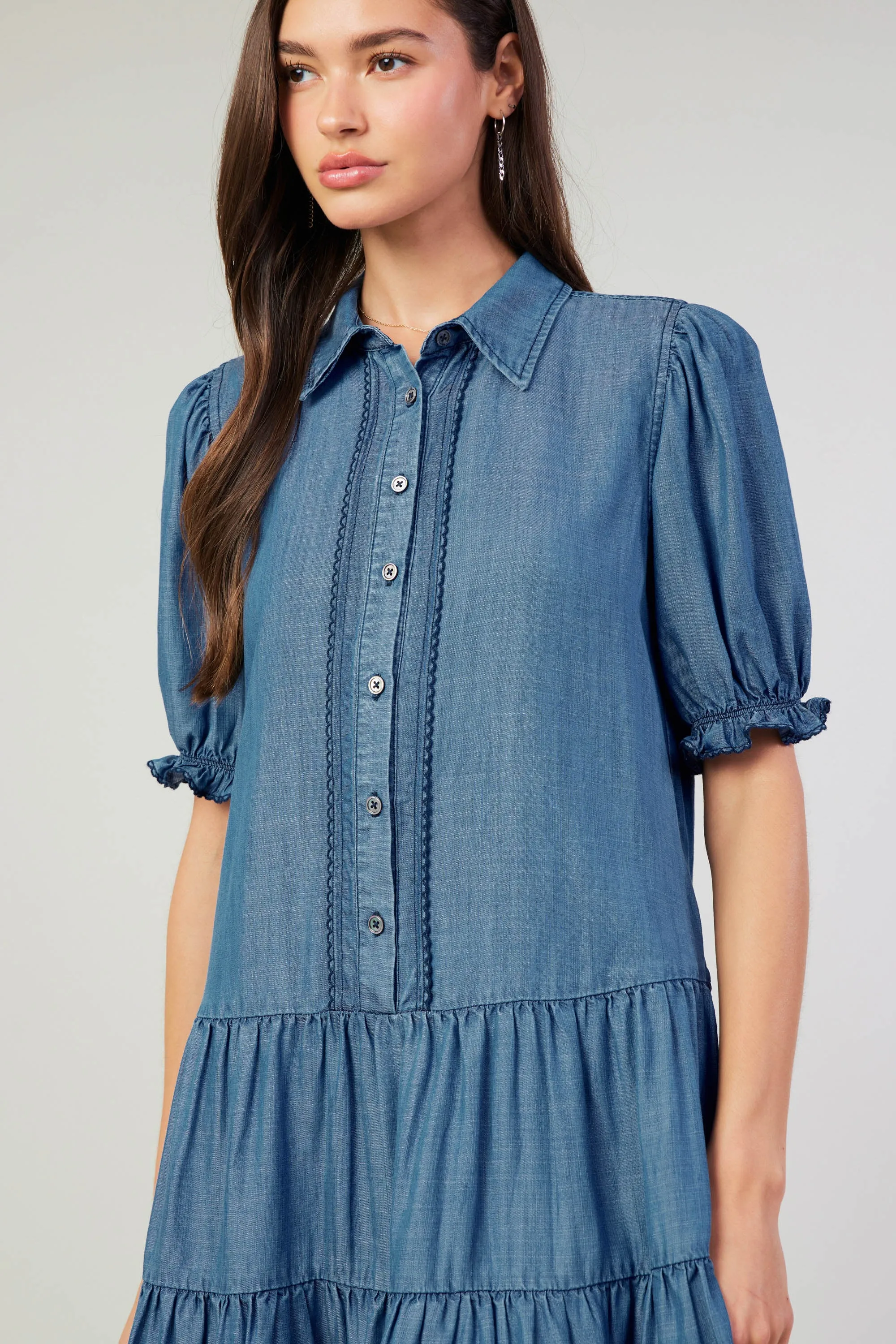 Scallop Edged Shirt Dress sold by Current Air product image thumbnail 4