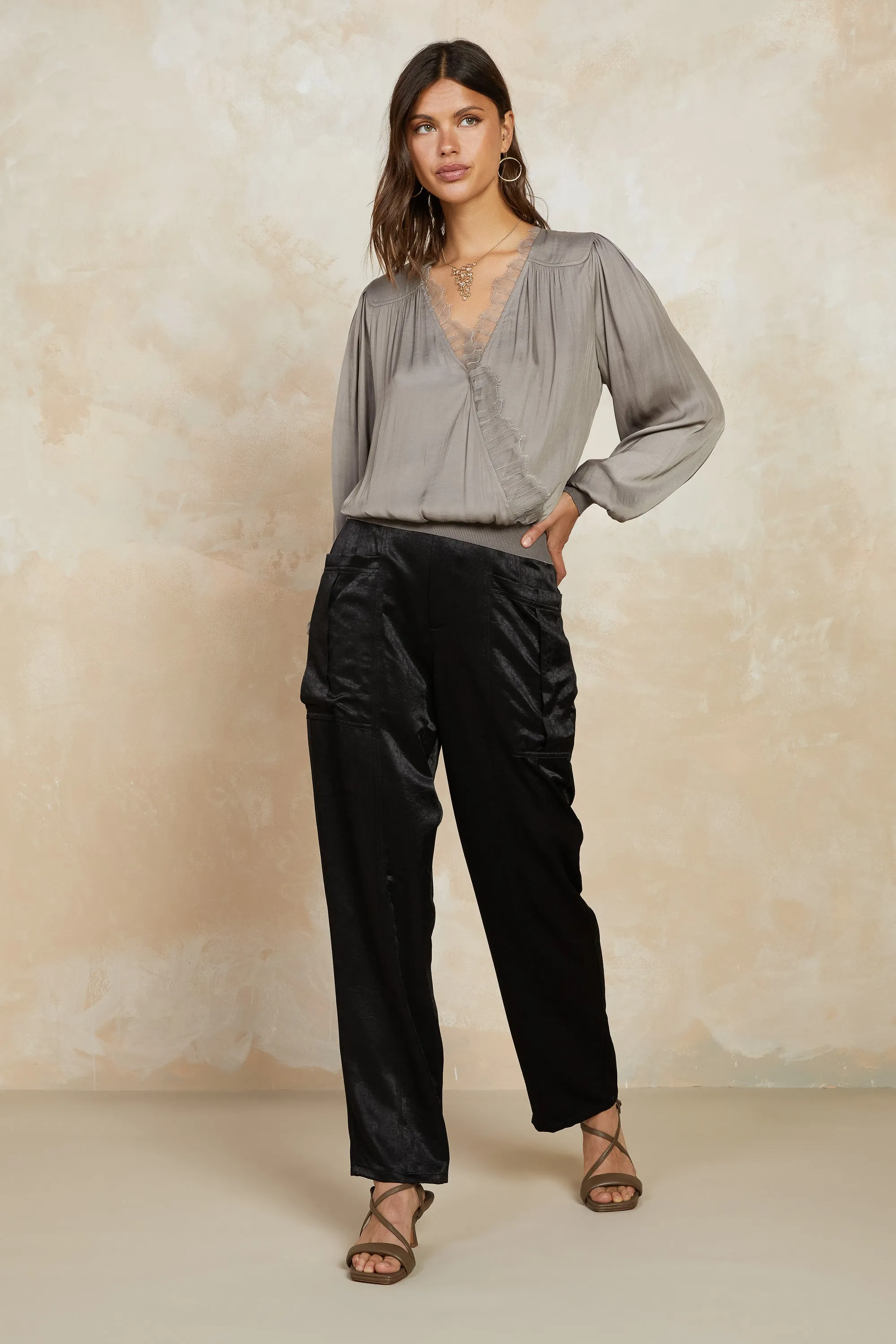 Satin Straight Leg Pants sold by Current Air product image thumbnail 2