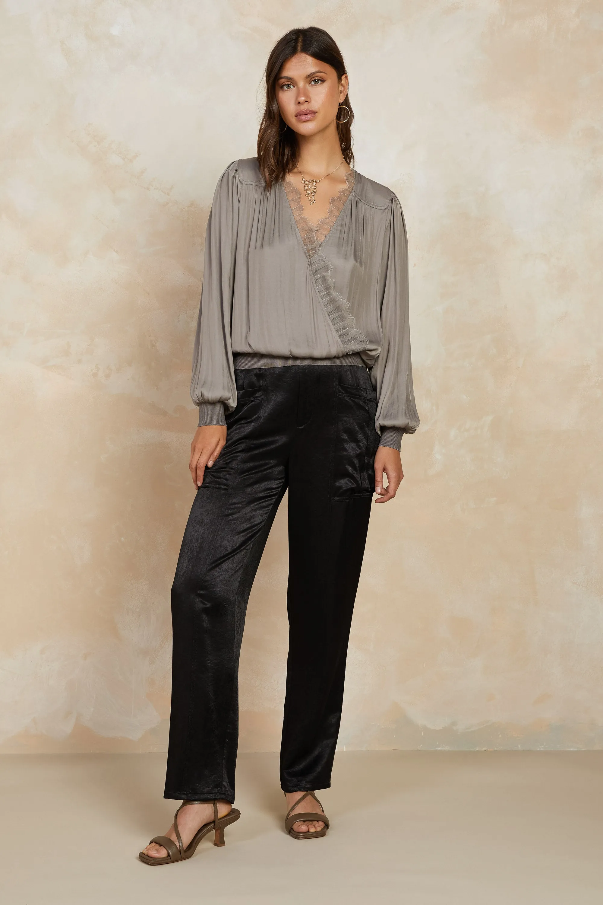Satin Straight Leg Pants sold by Current Air product image thumbnail 3