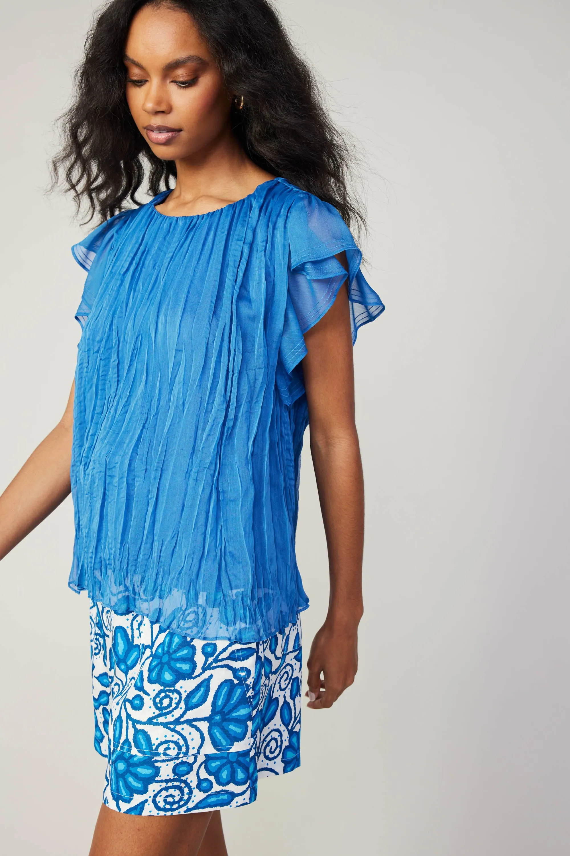 Crinkled Flutter Sleeve Top sold by Current Air product image thumbnail 4