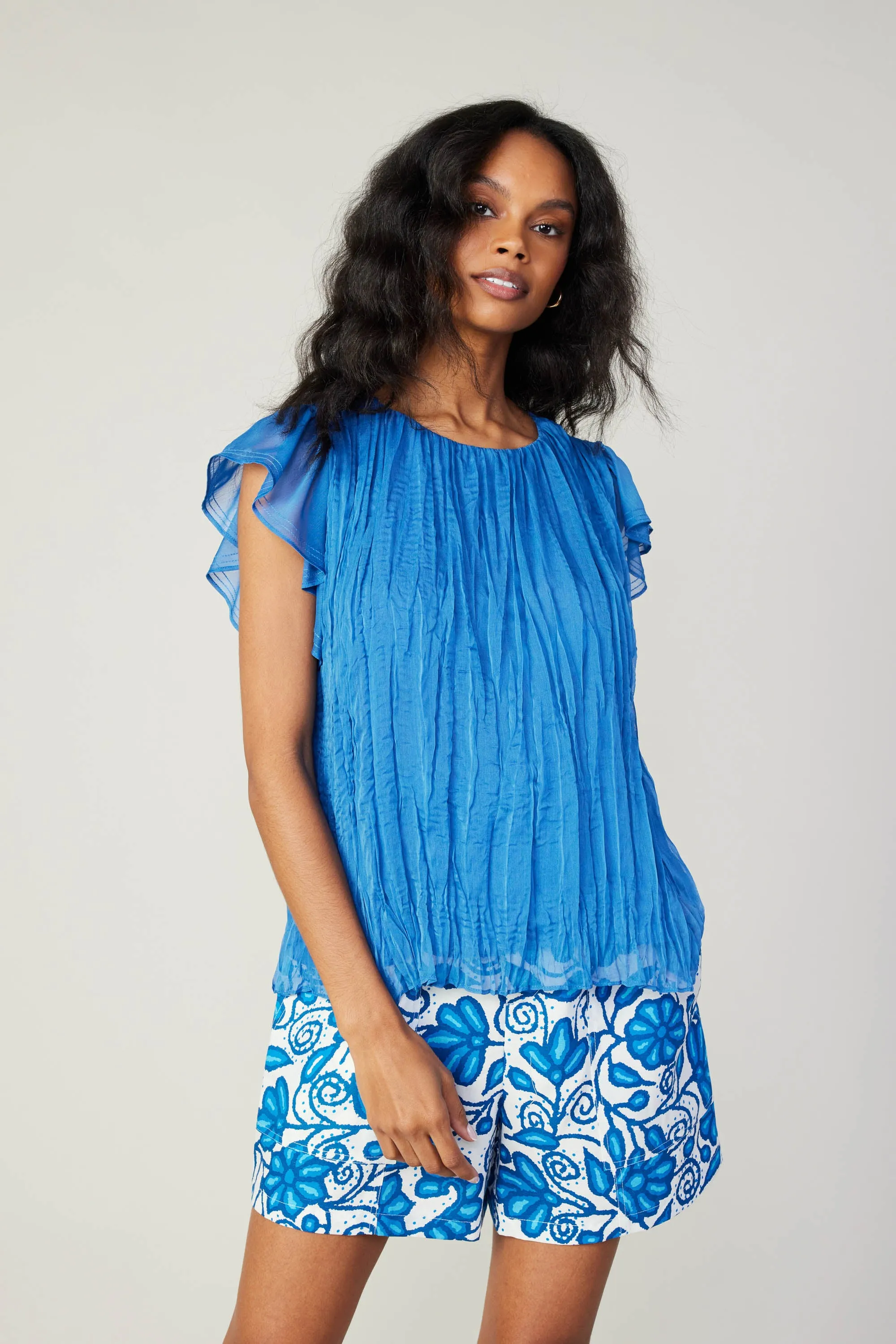 Crinkled Flutter Sleeve Top sold by Current Air product image thumbnail 2