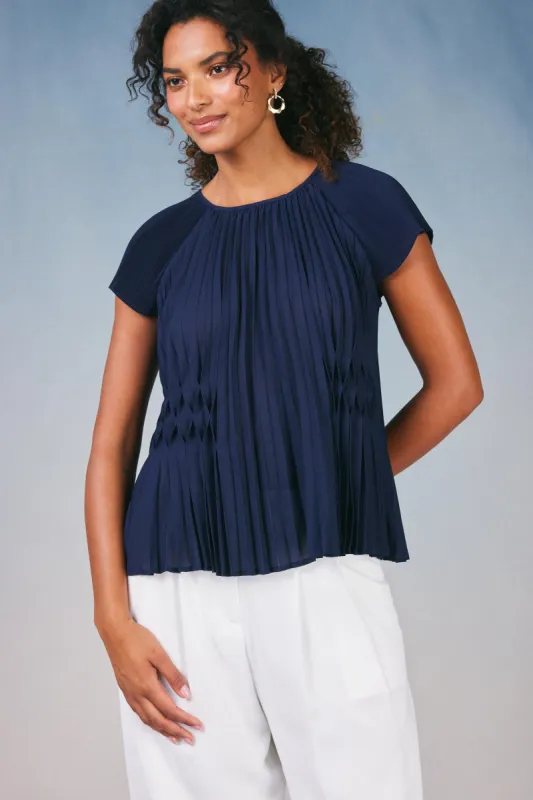 Pleated Cap Sleeve Top sold by Current Air