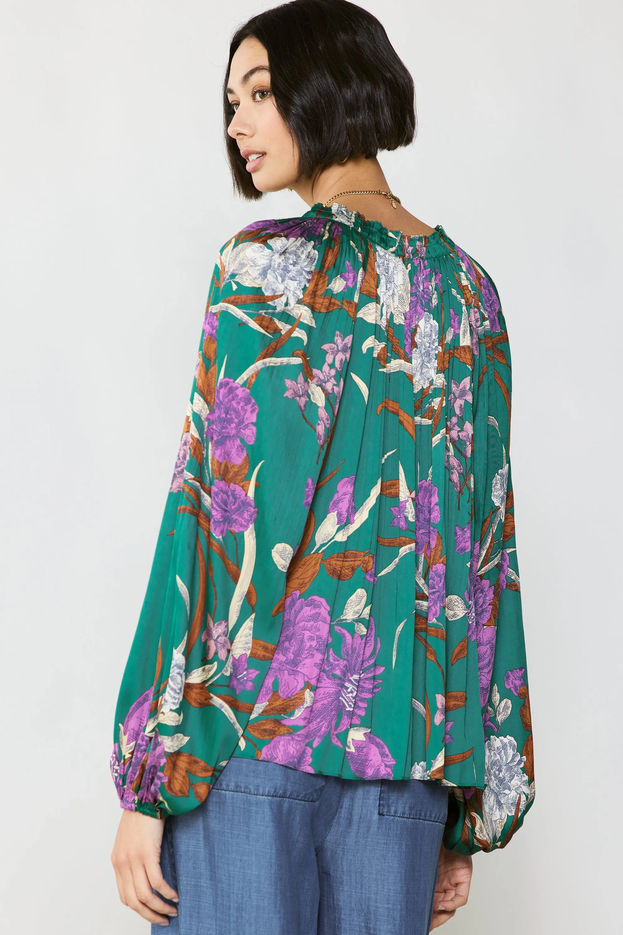 Pleated Floral Blouse sold by Current Air product image thumbnail 3