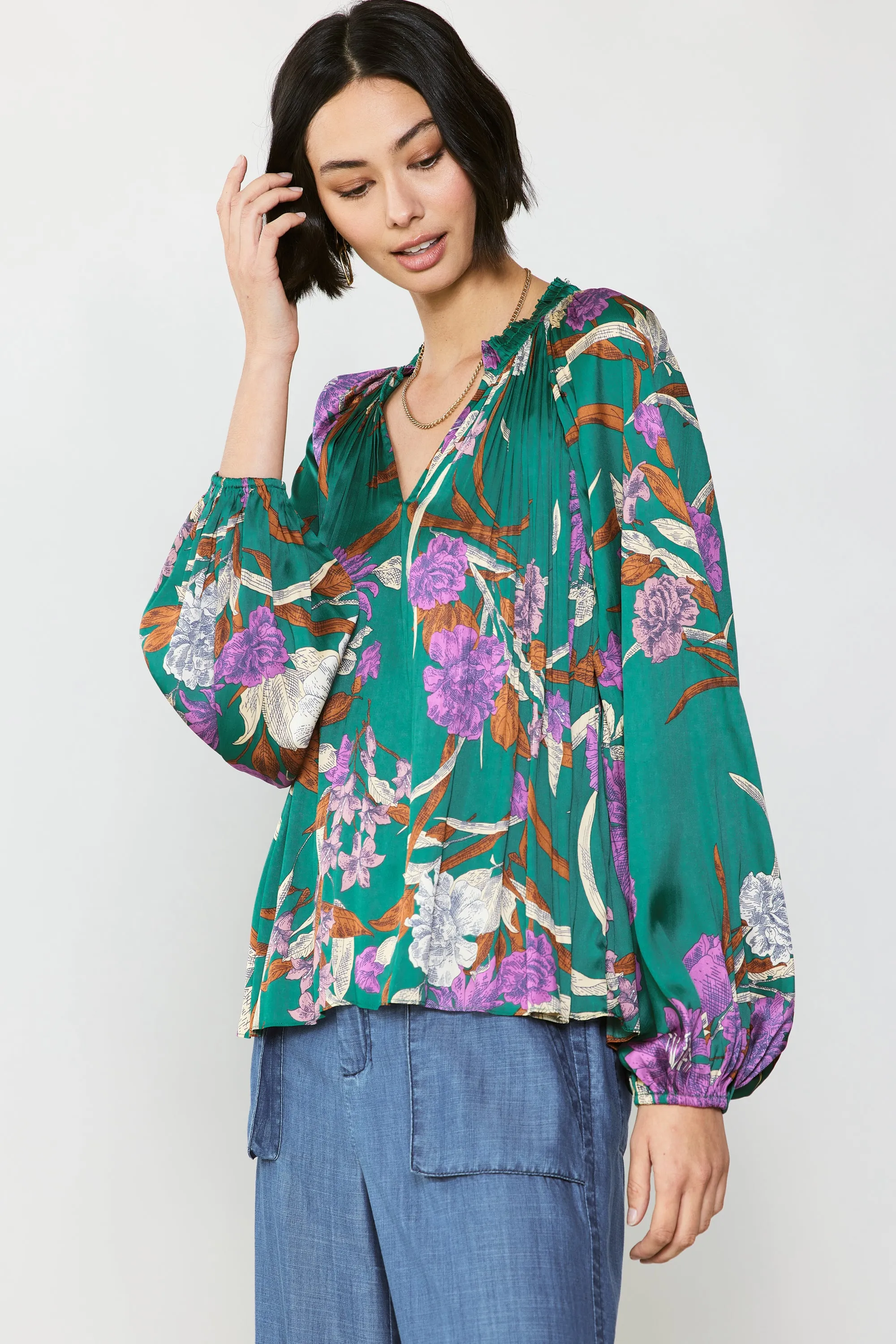 Pleated Floral Blouse sold by Current Air product image thumbnail 2