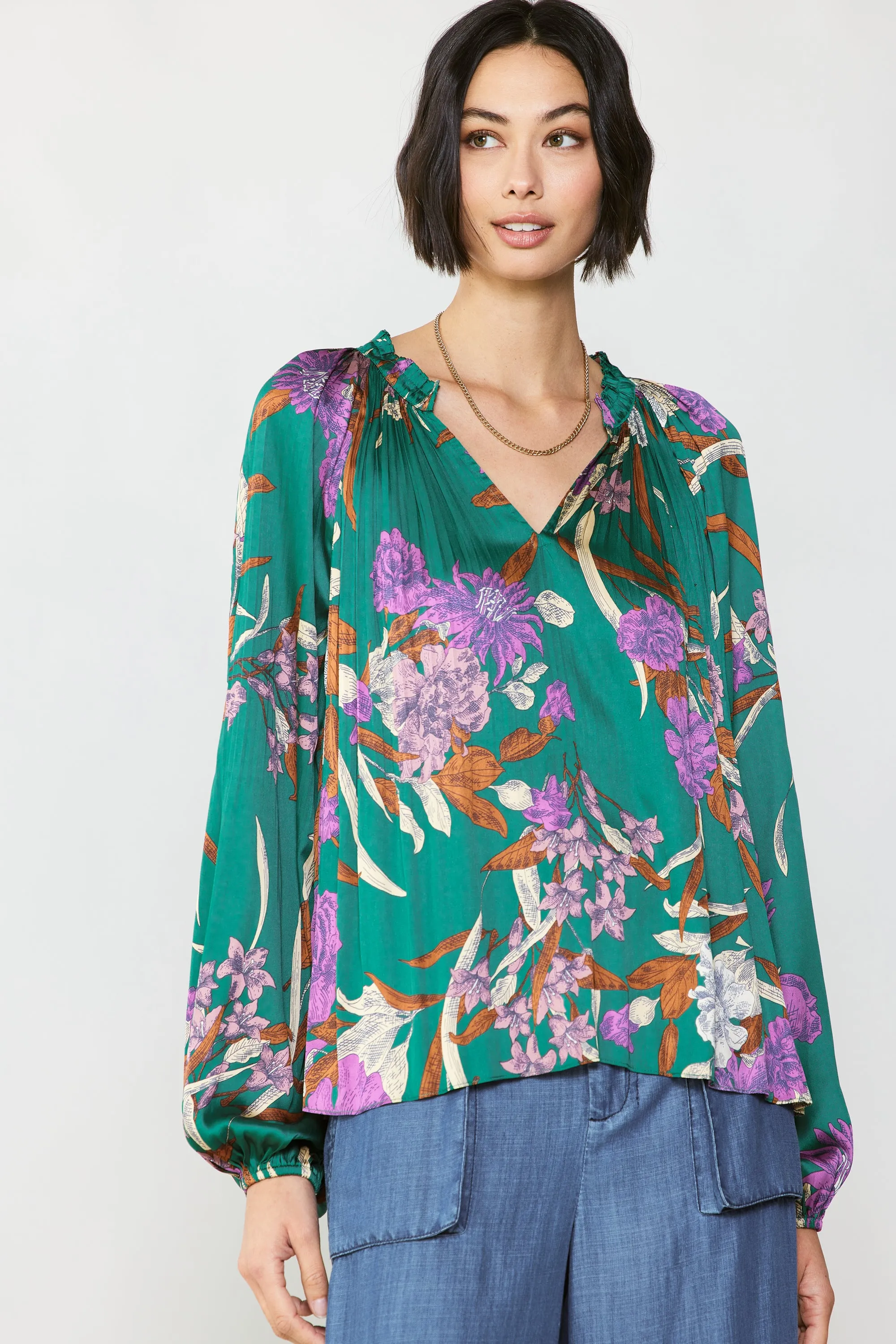 Pleated Floral Blouse sold by Current Air