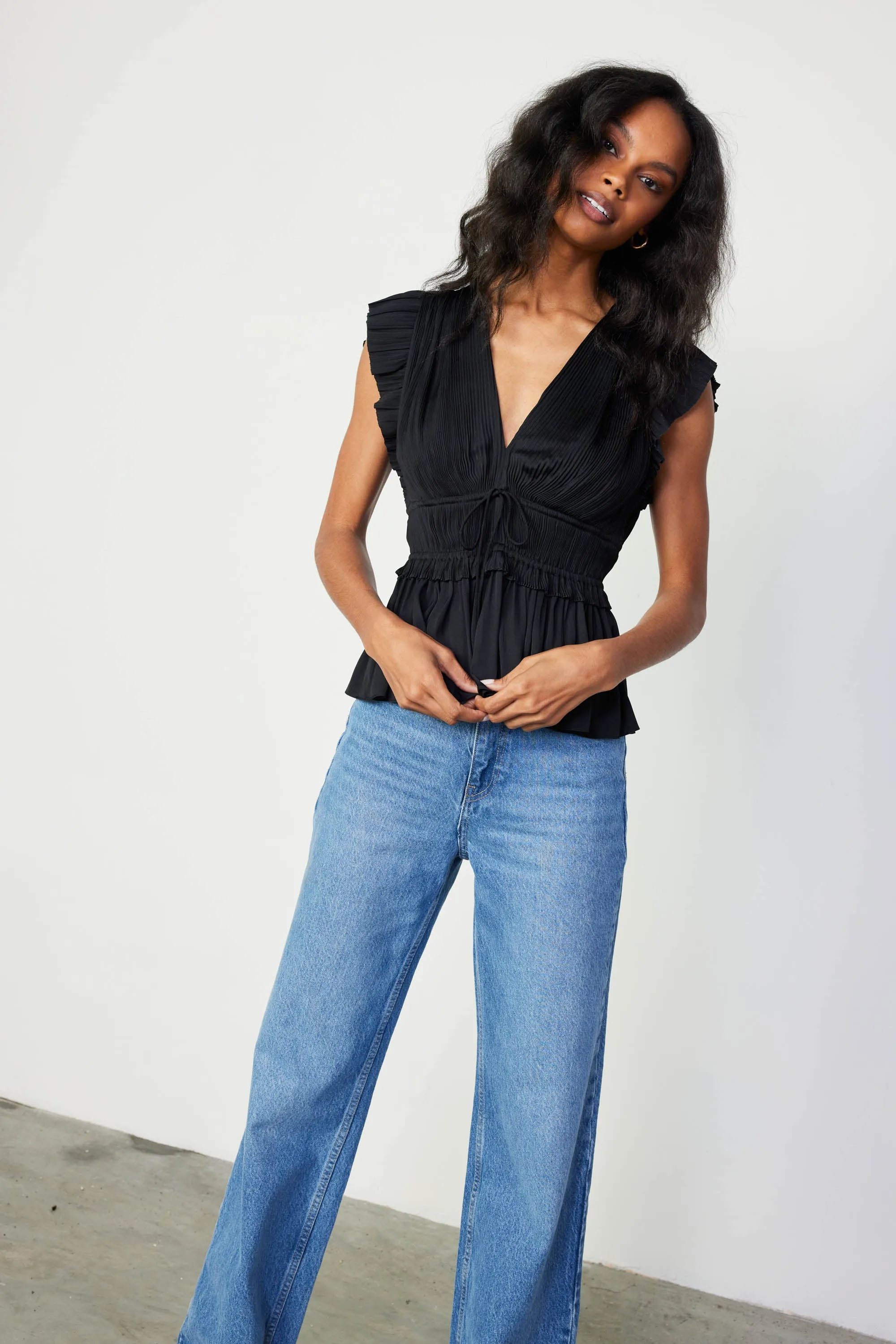 Mara Pleated Sleeveless Blouse sold by Current Air product image thumbnail 2