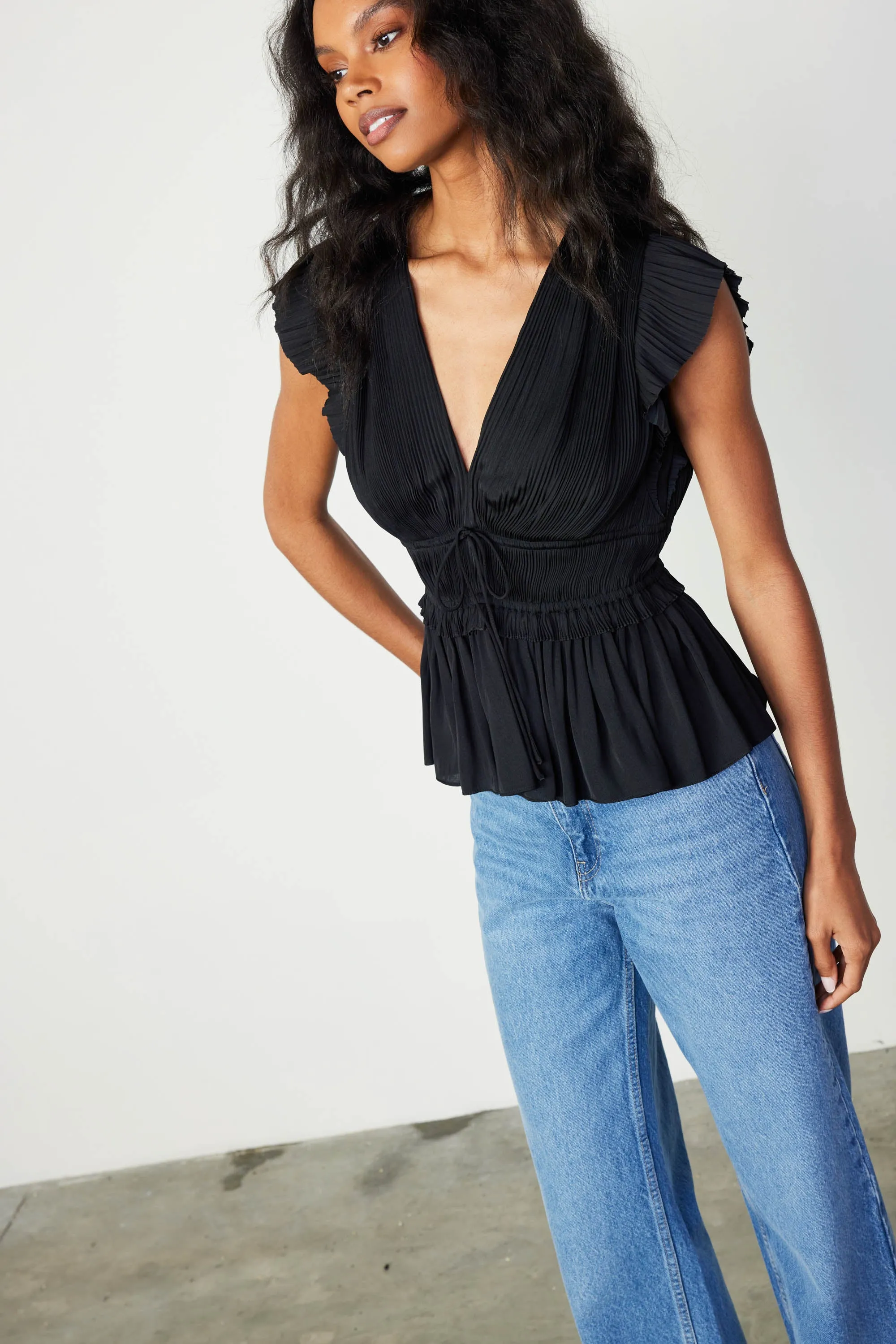 Mara Pleated Sleeveless Blouse sold by Current Air product image thumbnail 4