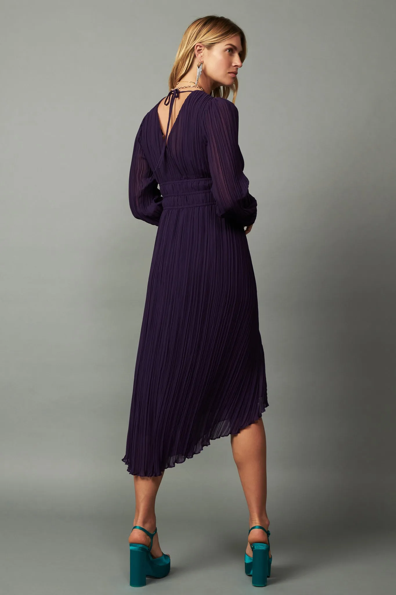 Pleated V-neck Midi Dress sold by Current Air product image thumbnail 2