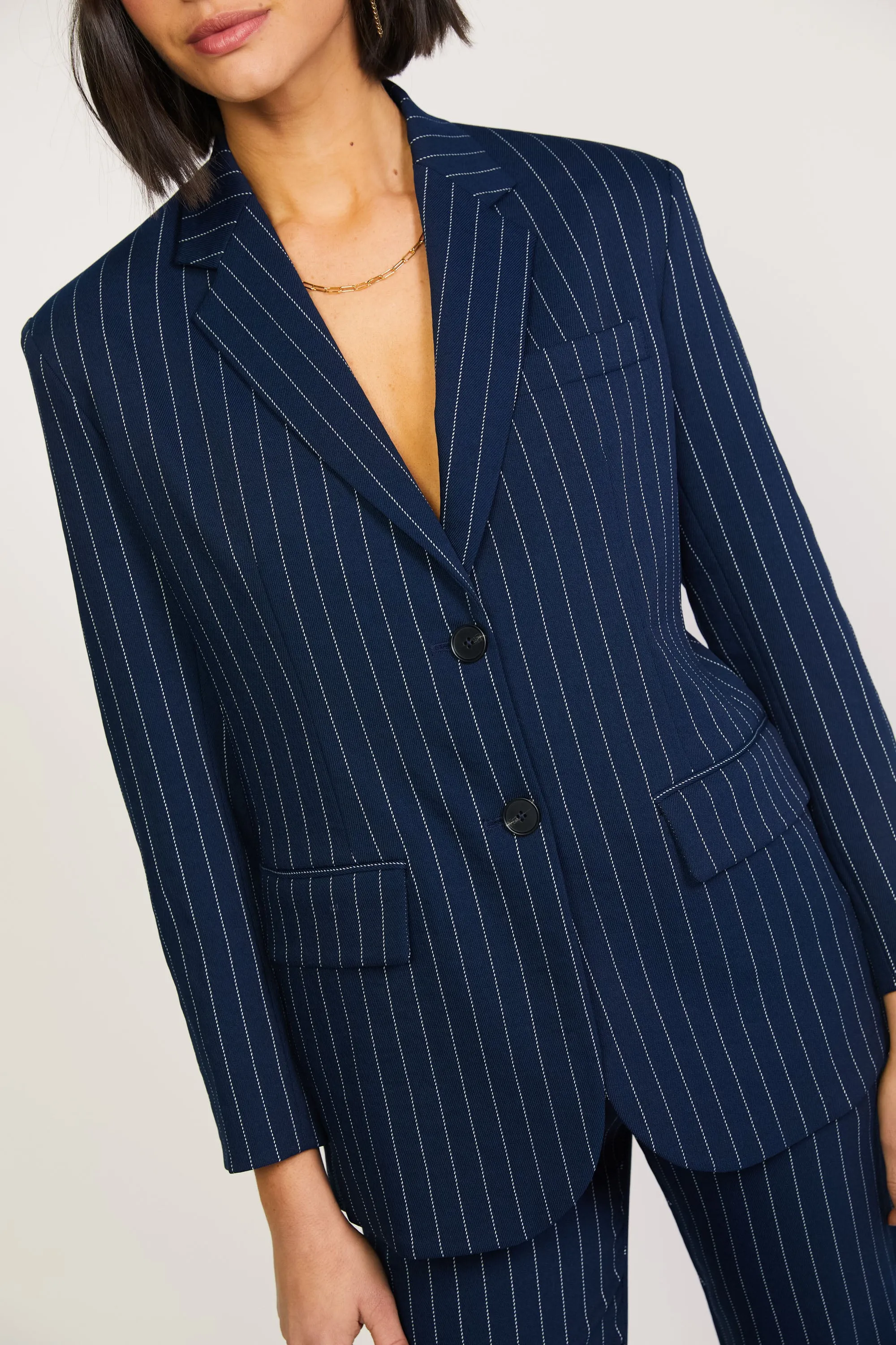 Pinstriped Single Breasted Blazer sold by Current Air product image thumbnail 5