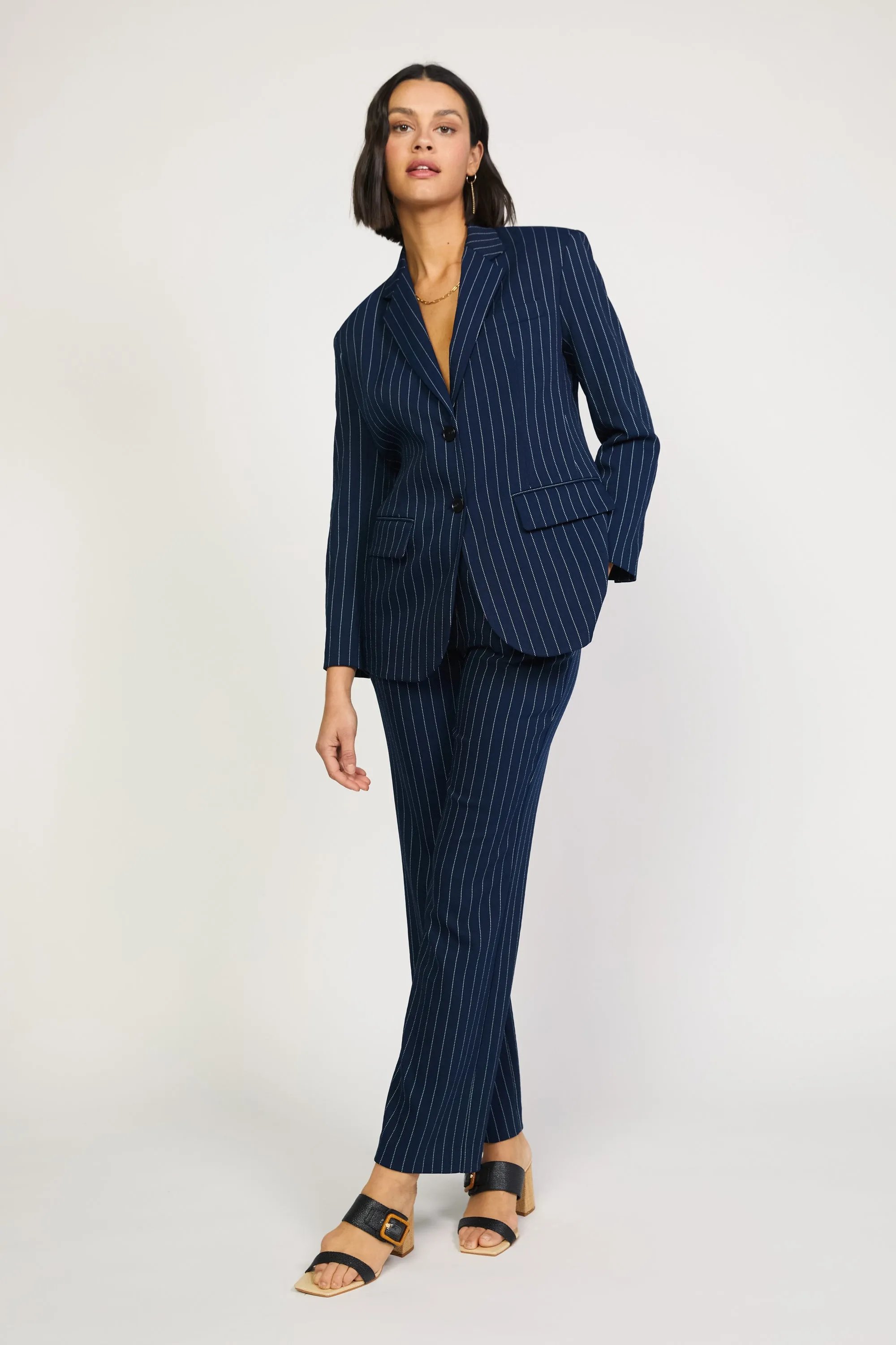 Pinstriped Single Breasted Blazer sold by Current Air product image thumbnail 2