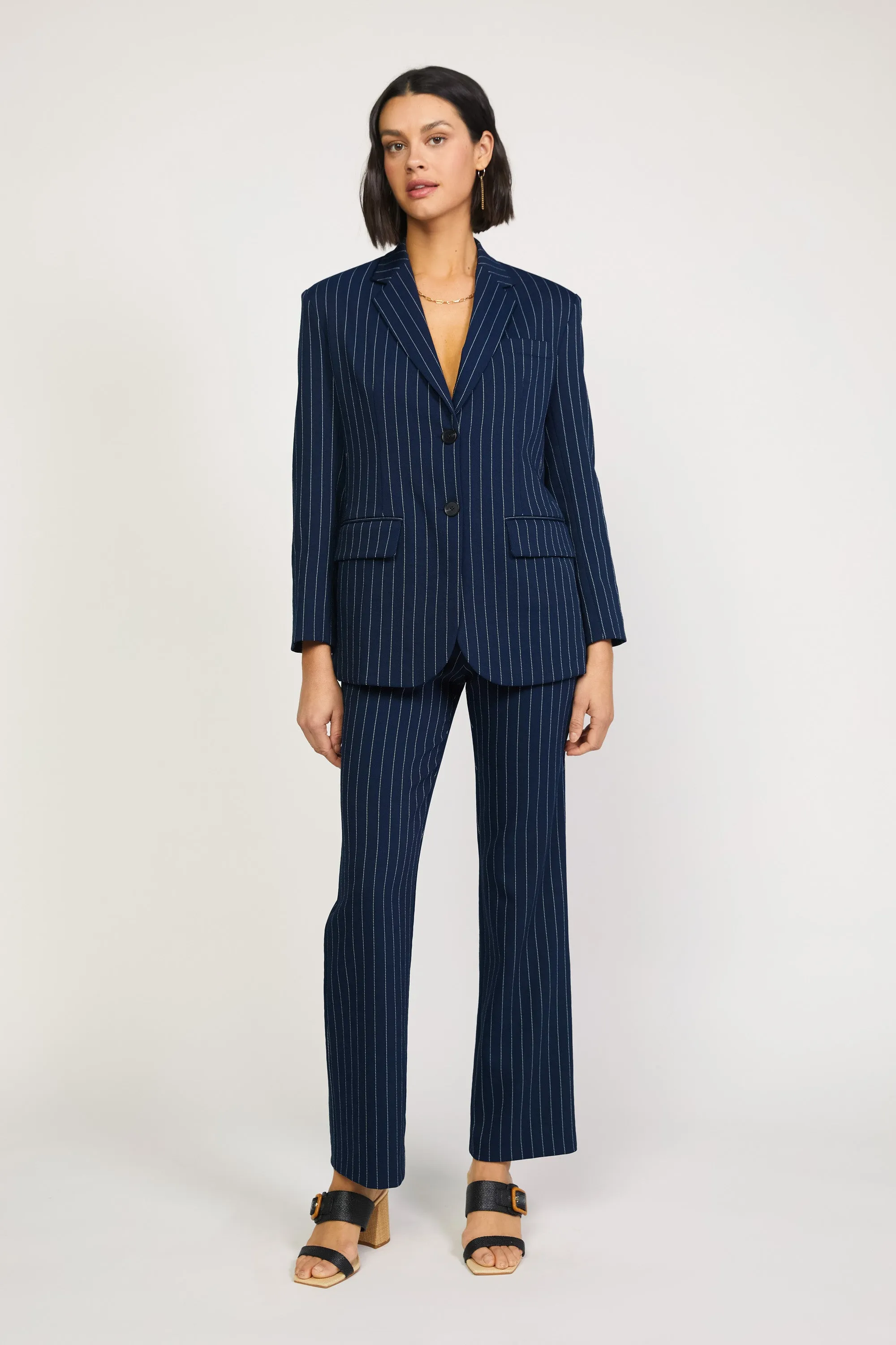 Pinstriped Single Breasted Blazer sold by Current Air product image thumbnail 3