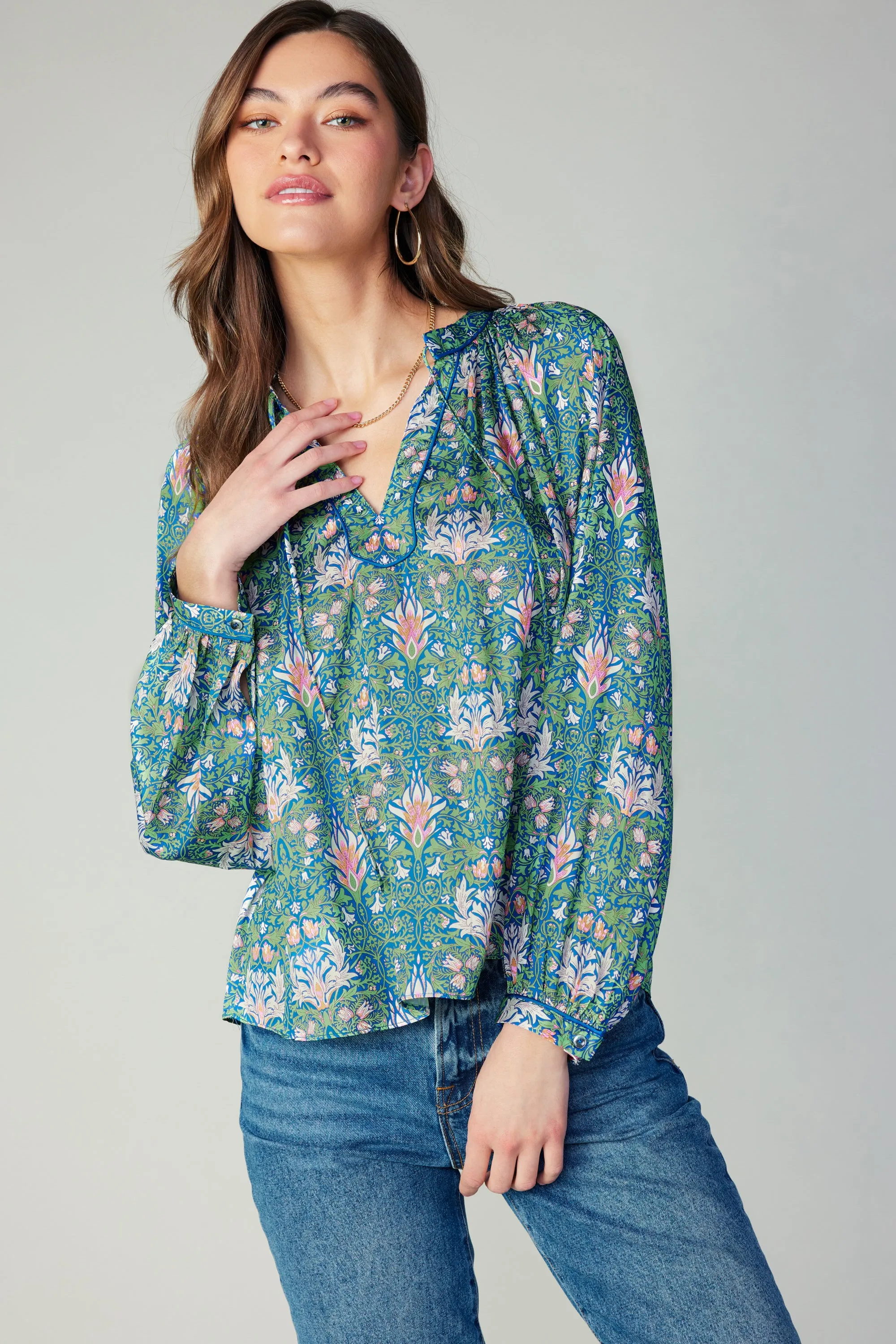 Floral Nouveau Piping Blouse sold by Current Air product image thumbnail 3