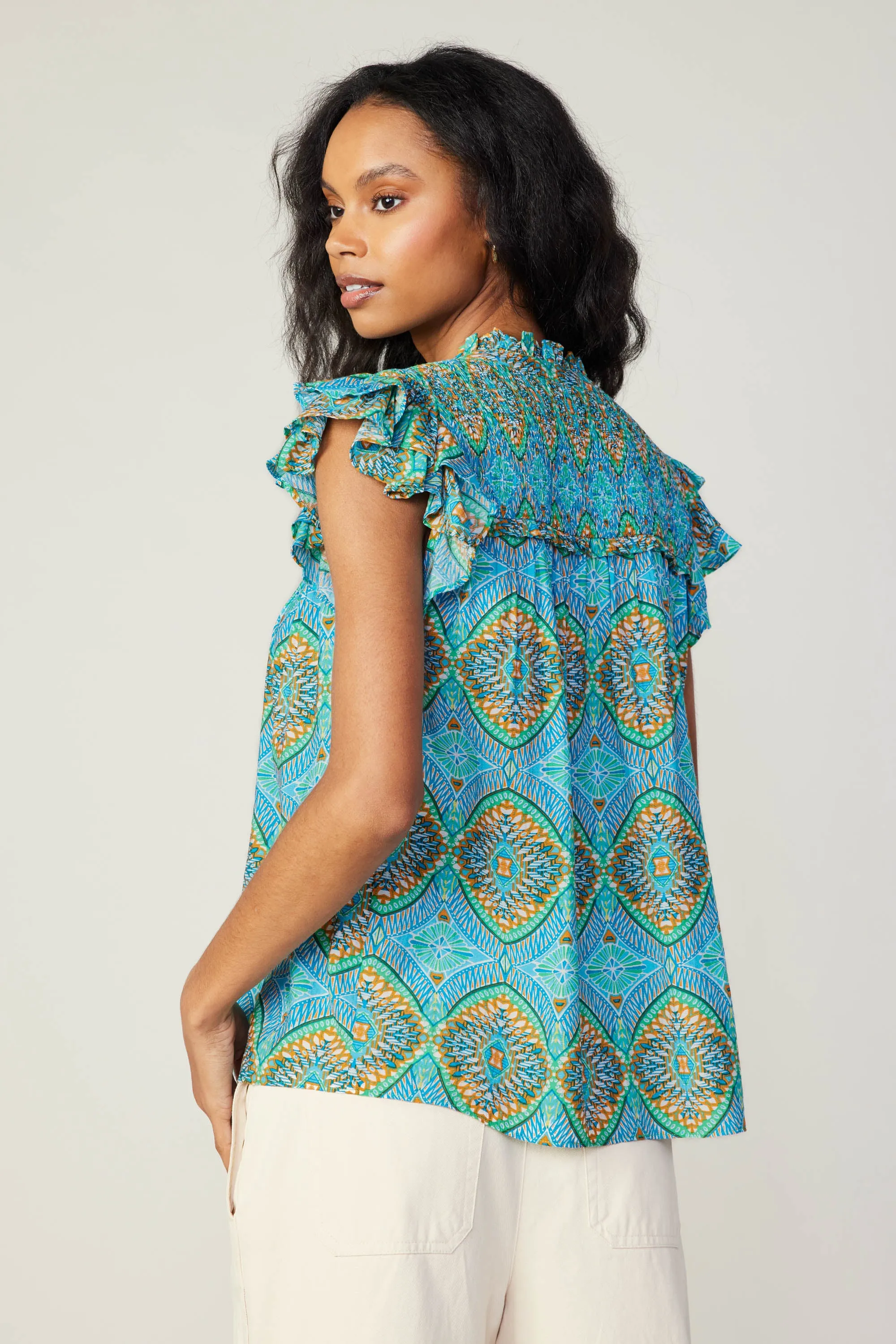 Flutter Sleeve Geo Print Top sold by Current Air product image thumbnail 3