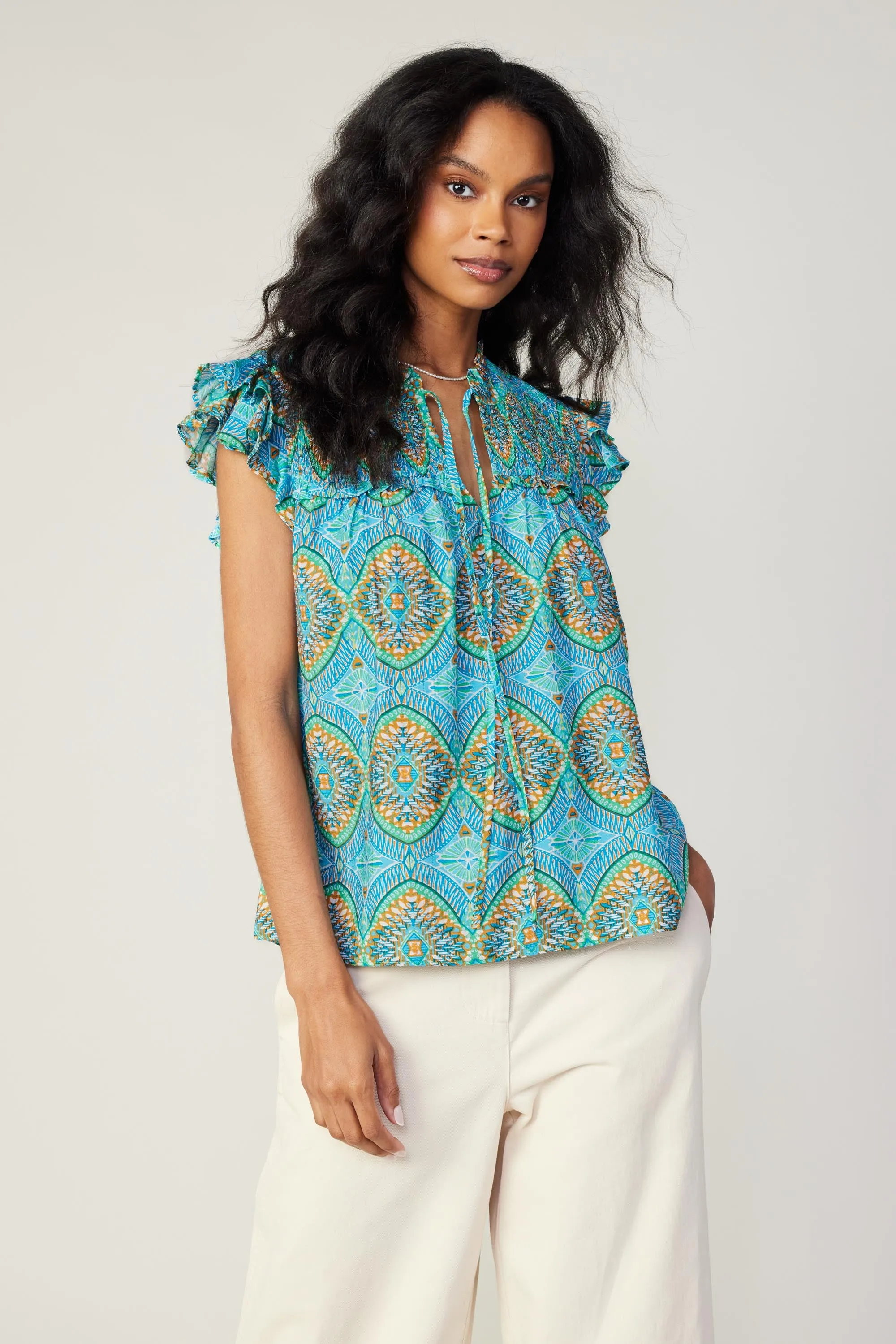 Flutter Sleeve Geo Print Top sold by Current Air product image thumbnail 2